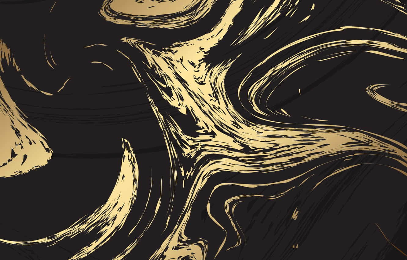 Black And Gold Desktop, golden brushstrokes, deep black background, HD Desktop Wallpaper