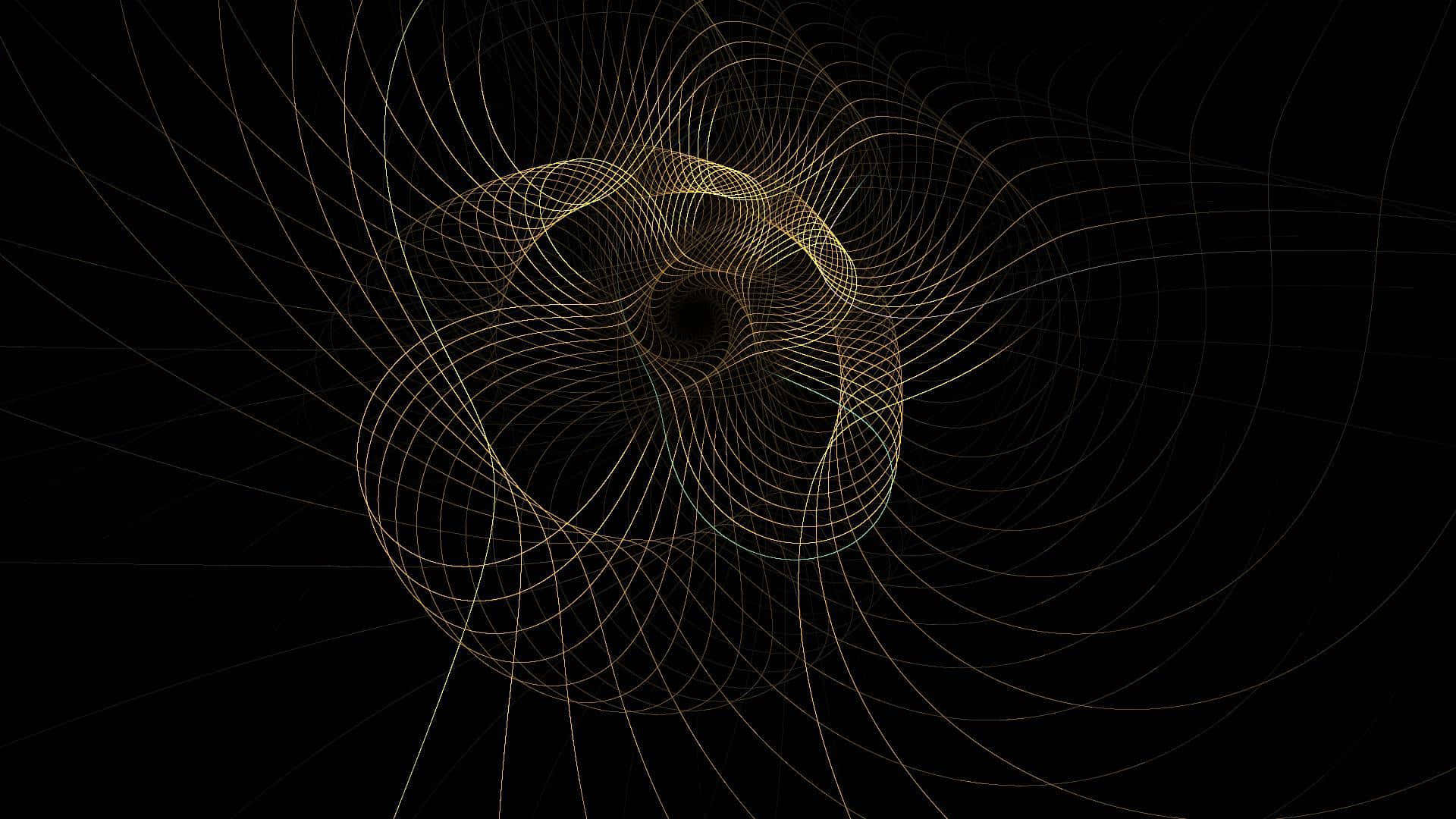 black background, golden spiral design, golden glowing lines, Full HD Desktop Wallpaper