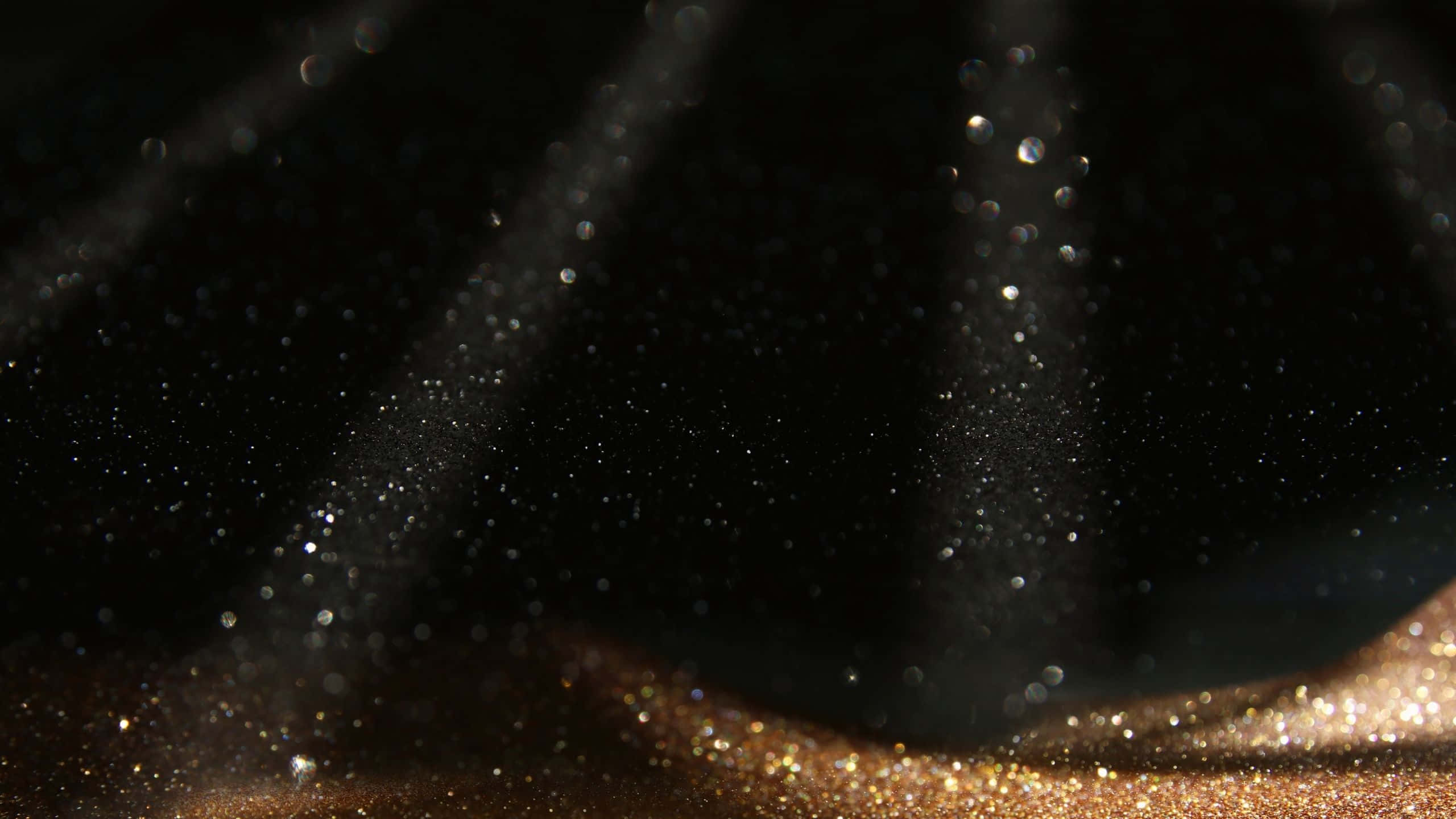 Black And Gold Glitter, golden glitter particles, dark air, 2K Desktop Wallpaper