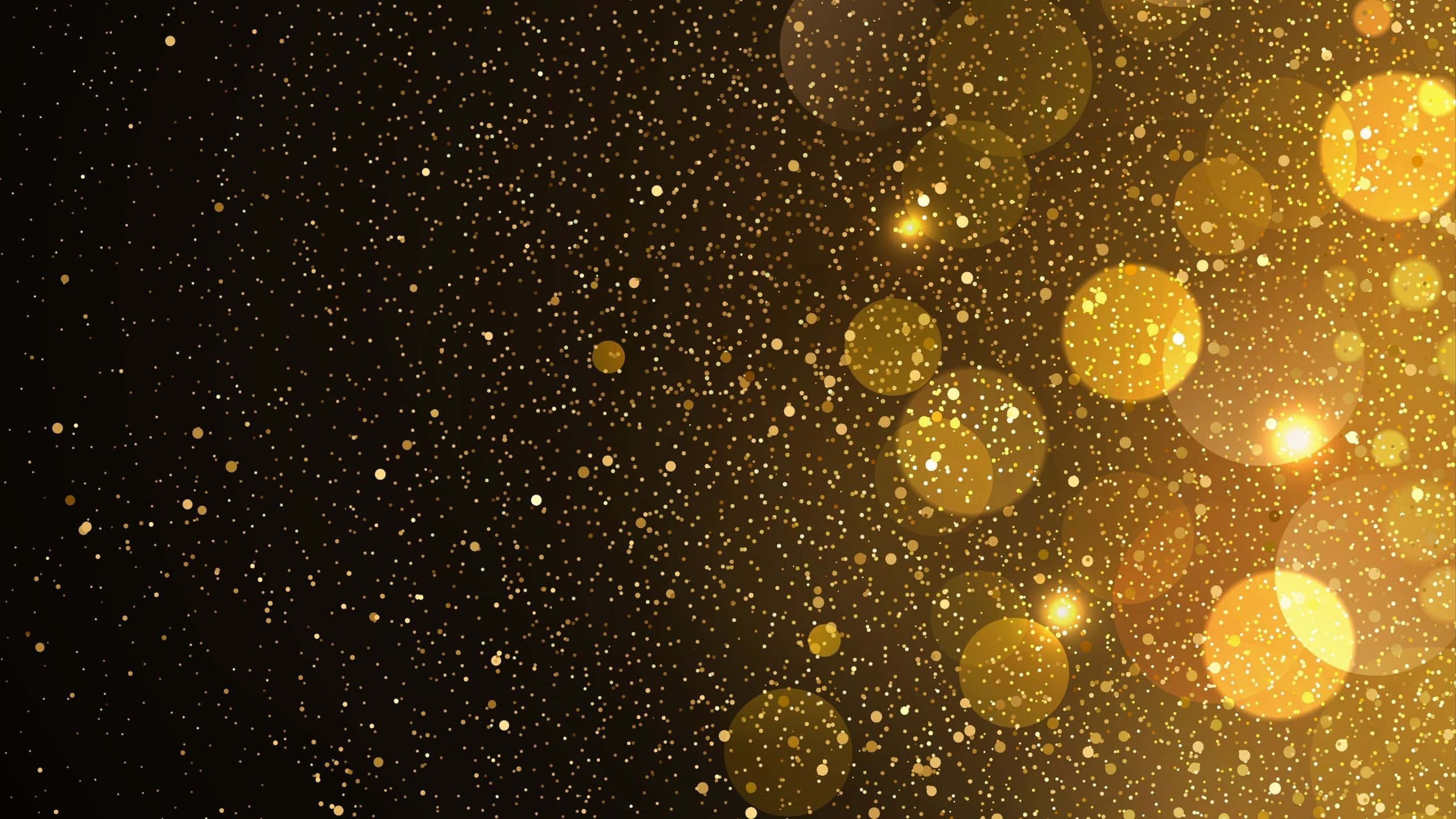 Black And Gold Glitter, Golden bokeh lights, dark background, 2K Desktop Wallpaper