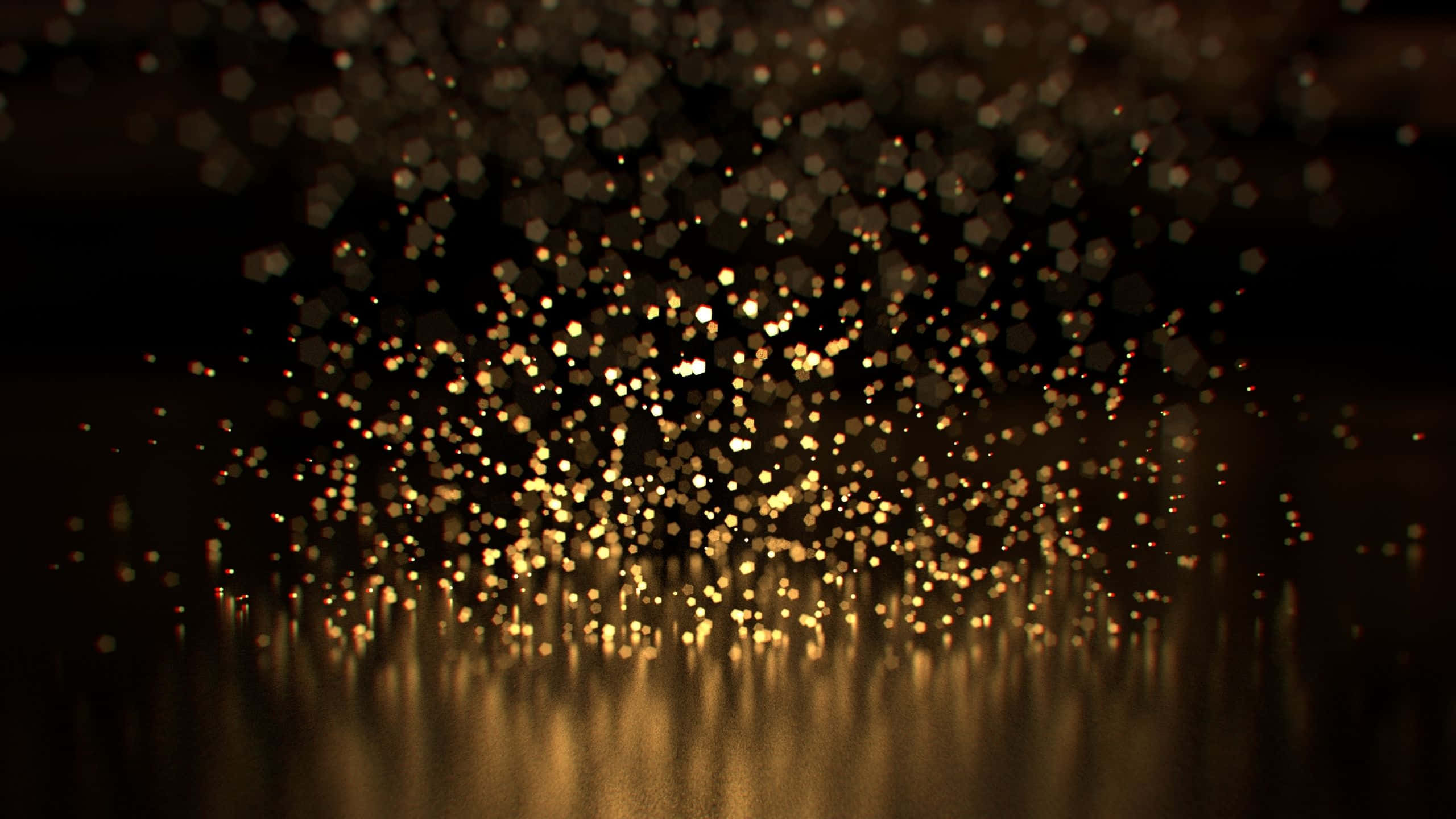 black and gold glitter, golden hexagonal bokeh lights, dark surface, 2K Desktop Wallpaper