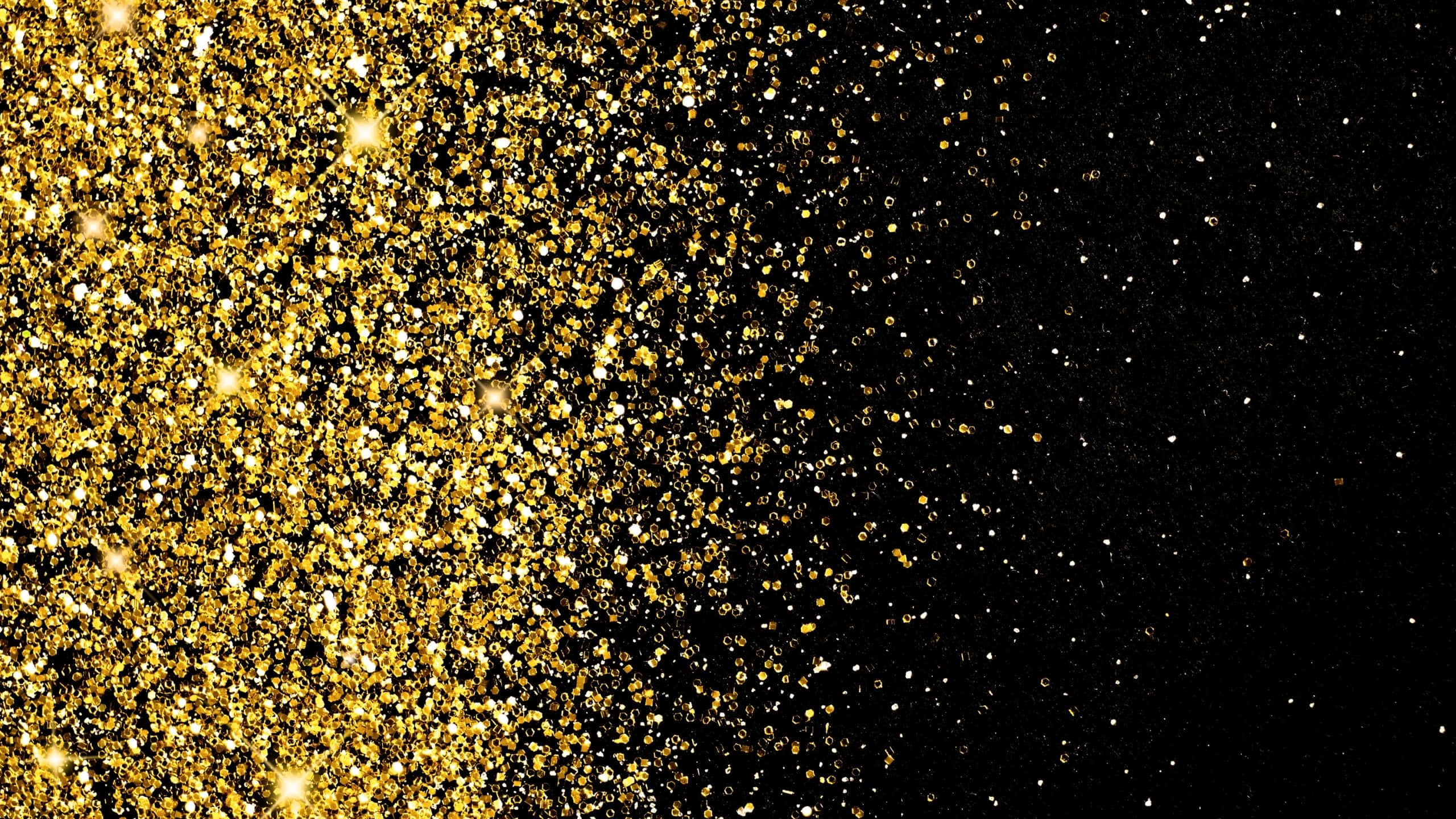 Black And Gold Glitter, gold glitter particles, stark black background, 2K Desktop Wallpaper