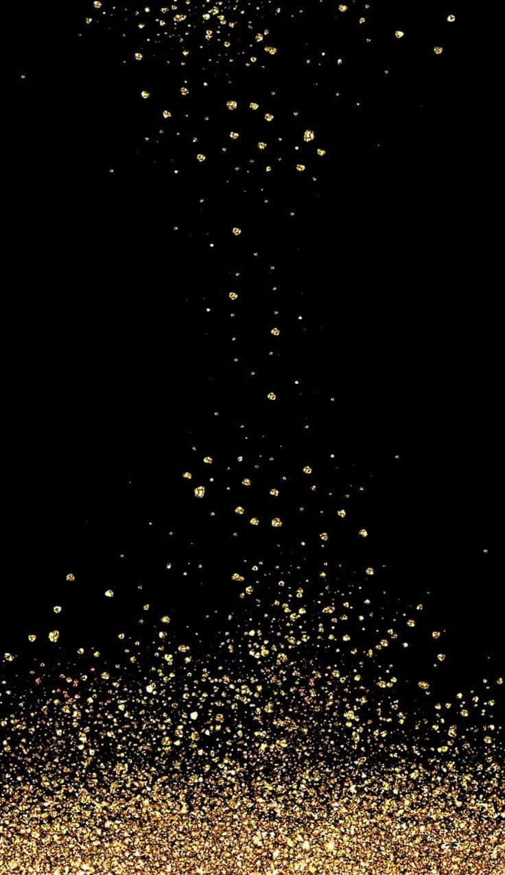 Black and Gold Glitter, golden glitter particles, stark black background, SD Phone Wallpaper