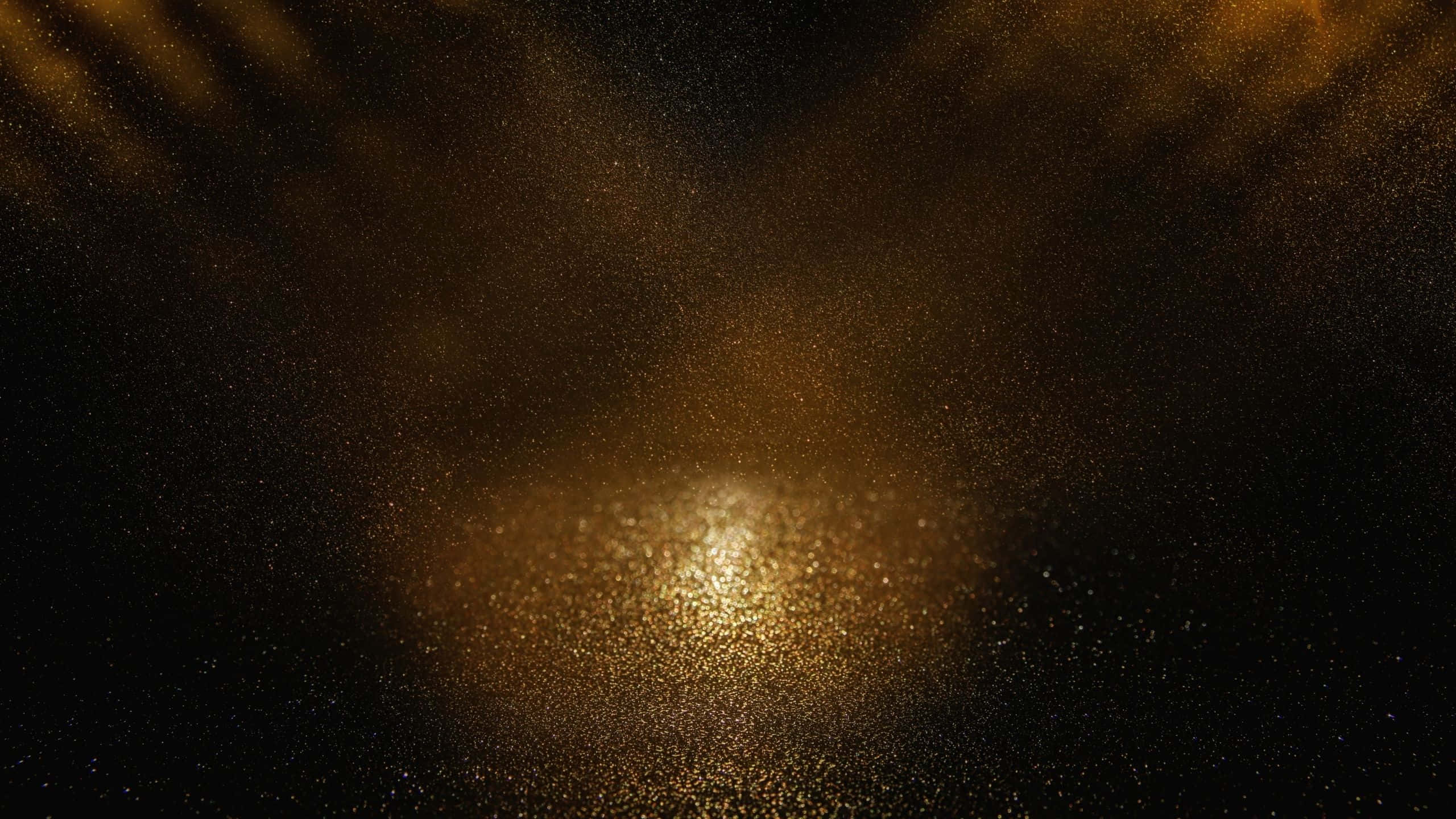 Black And Gold Glitter, golden glitter particles, deep black void, 2K Desktop Wallpaper