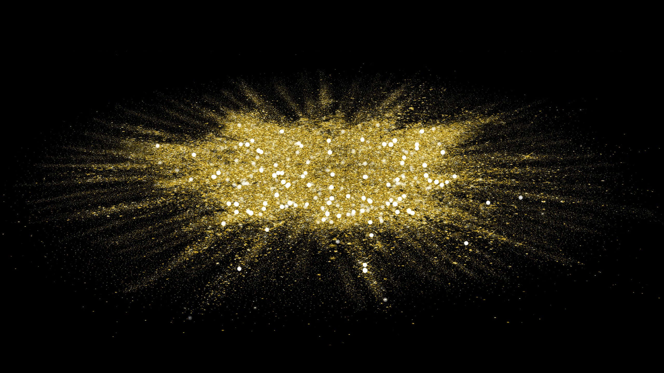 Black And Gold Glitter, golden glitter, stark black background, 2K Desktop Wallpaper