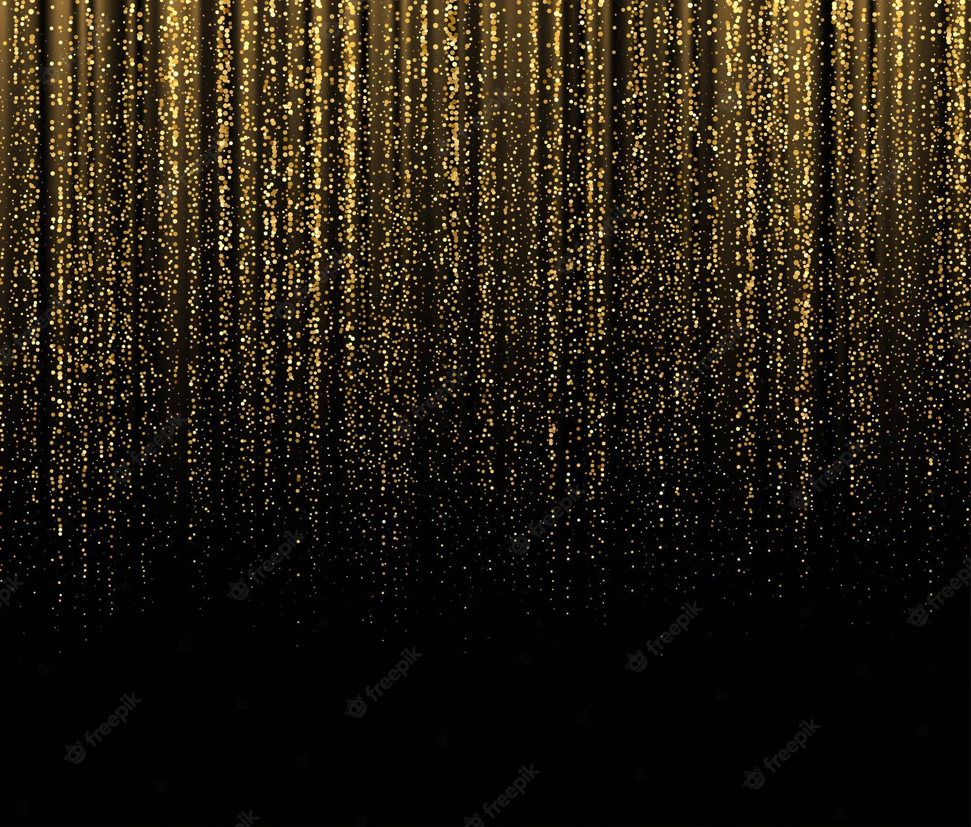 gold glitter, black backdrop, glittering particles, Full HD Desktop Wallpaper