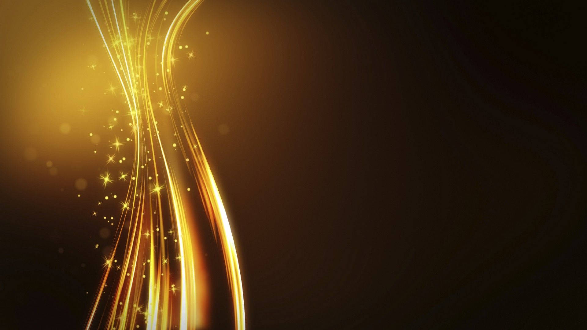 Black And Gold Glitter, golden light trails, sparkling particles, Full HD Desktop Wallpaper