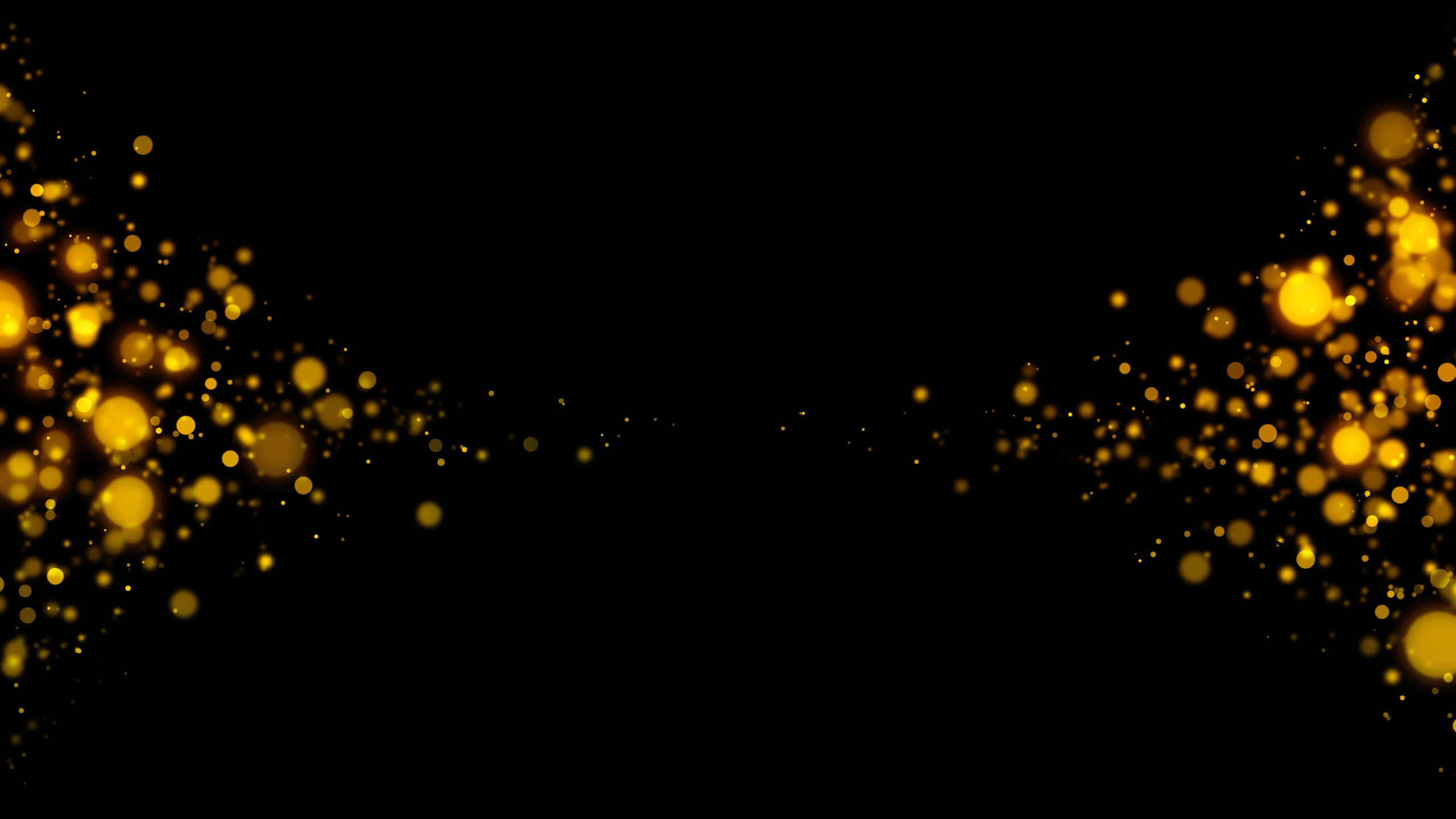 Black and Gold Glitter, golden bokeh particles, black background, 2K Desktop Wallpaper
