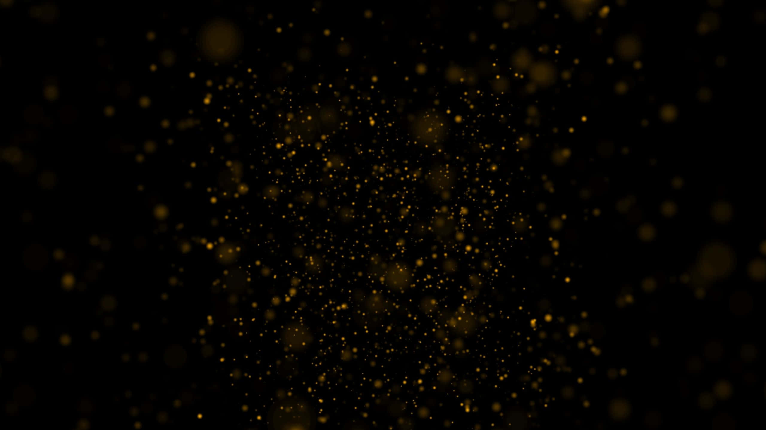 Black And Gold Glitter, golden bokeh particles, deep black background, 2K Desktop Wallpaper