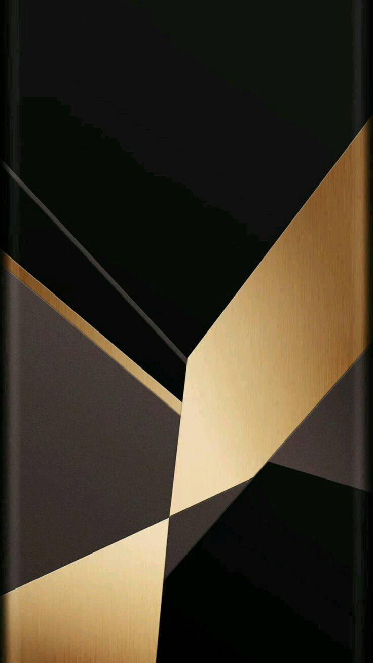 brushed gold, matte black, geometric shapes, HD Phone Wallpaper