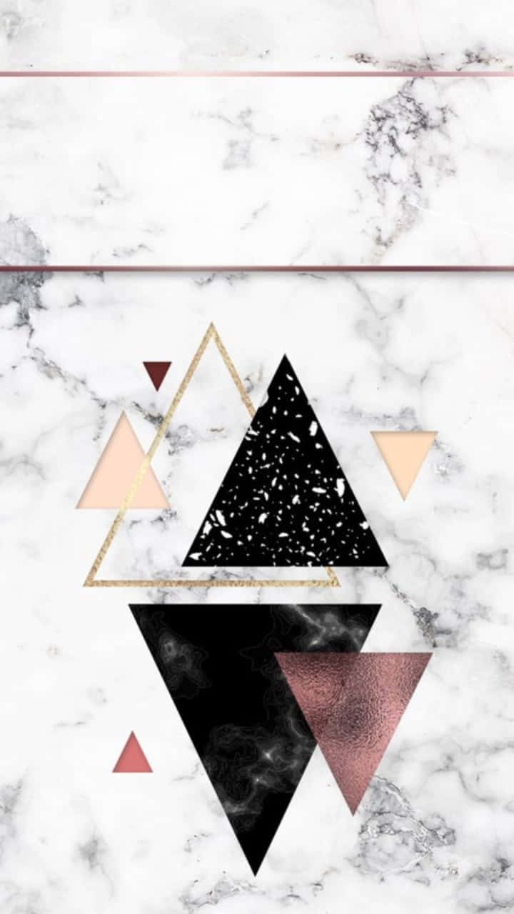 black and gold triangles, white marble, gray veins, HD Phone Wallpaper