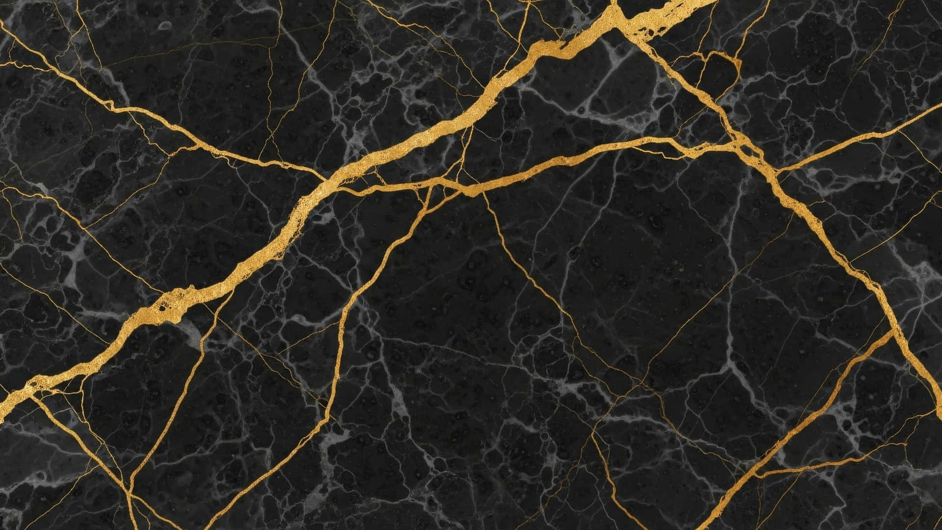 black marble, gold veins, gray veining, Full HD Desktop Wallpaper