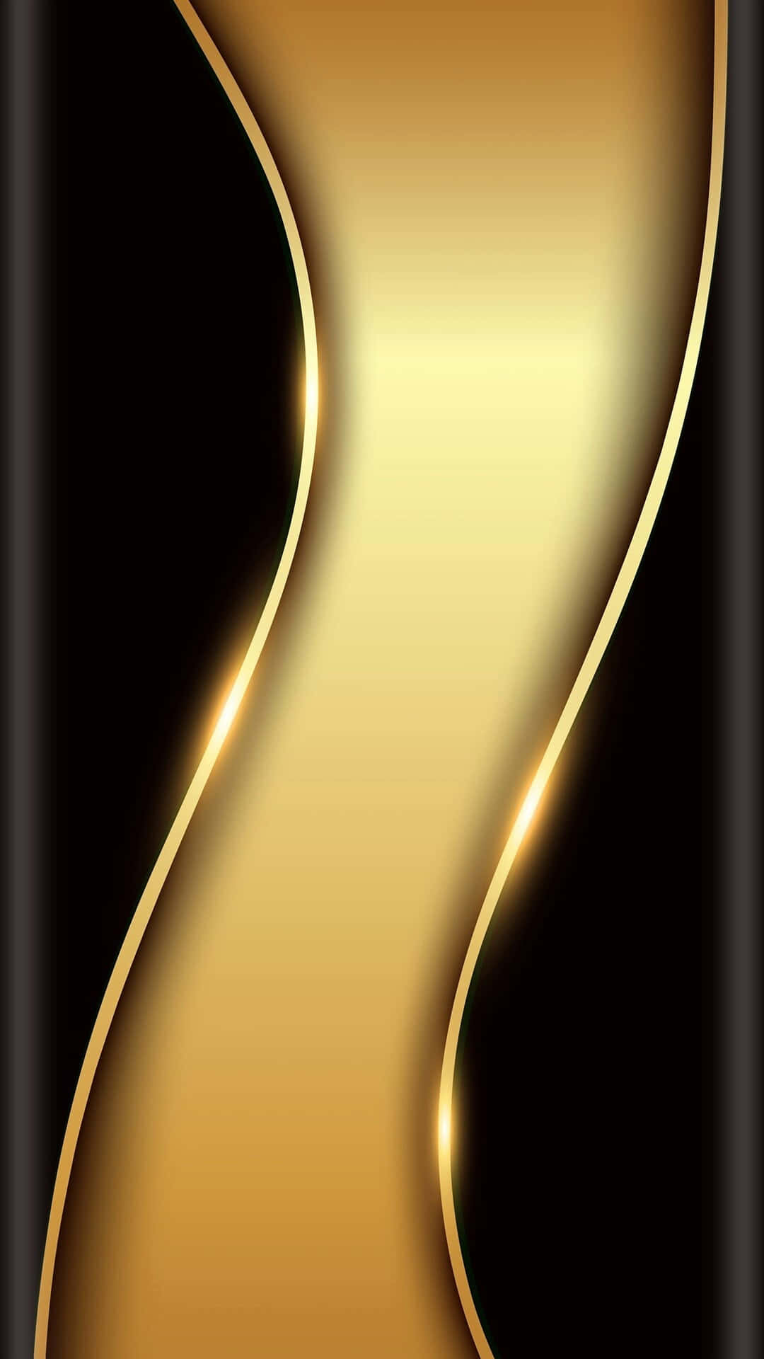 Black Gold, golden ribbon, deep black background, Full HD Phone Wallpaper