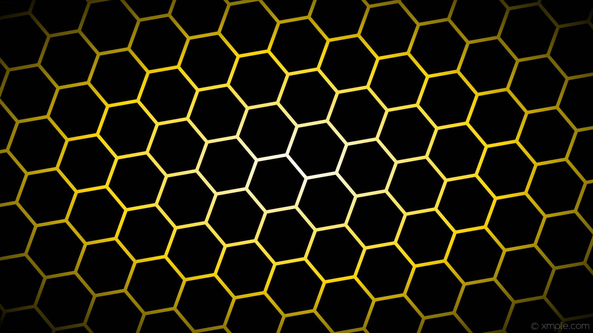 black and gold honeycomb pattern, glowing golden hexagonal grid, deep black background, Full HD Desktop Wallpaper