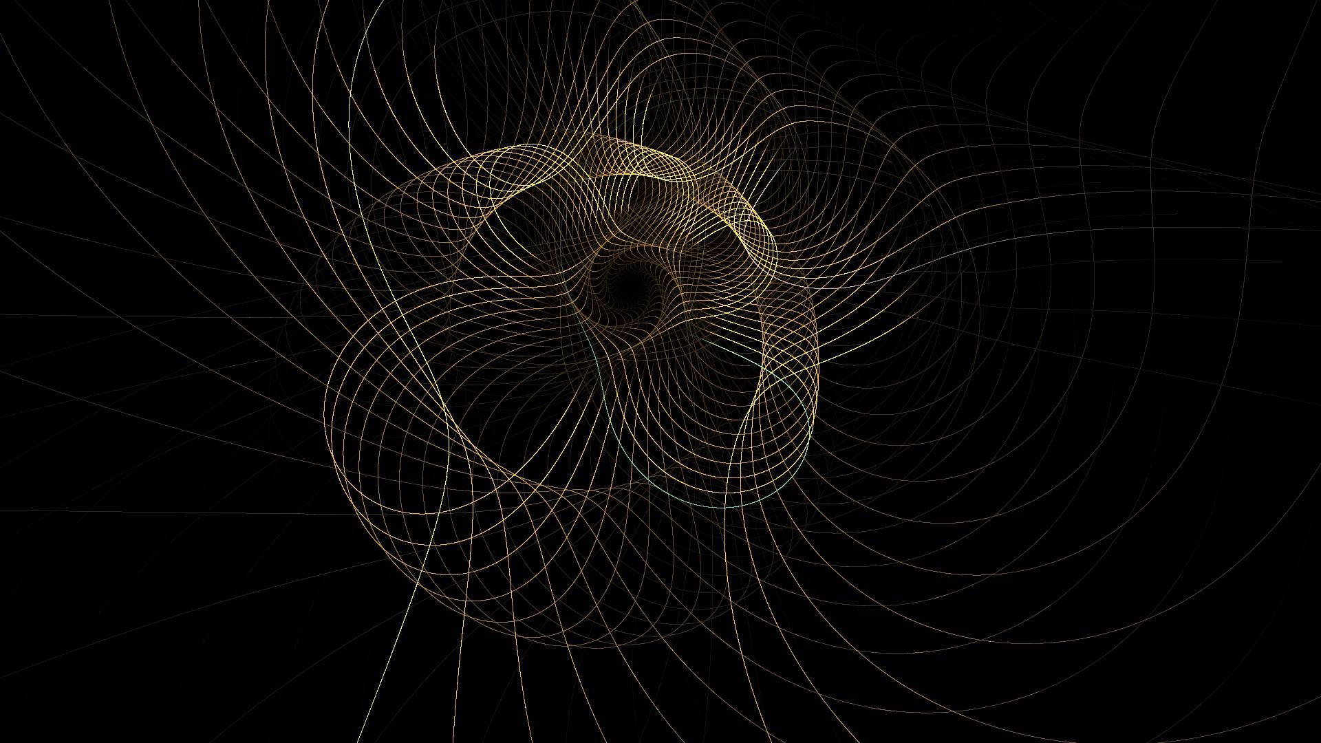 Black And Gold Distorted Grid, golden glowing lines, hypnotic vortex, Full HD Desktop Wallpaper