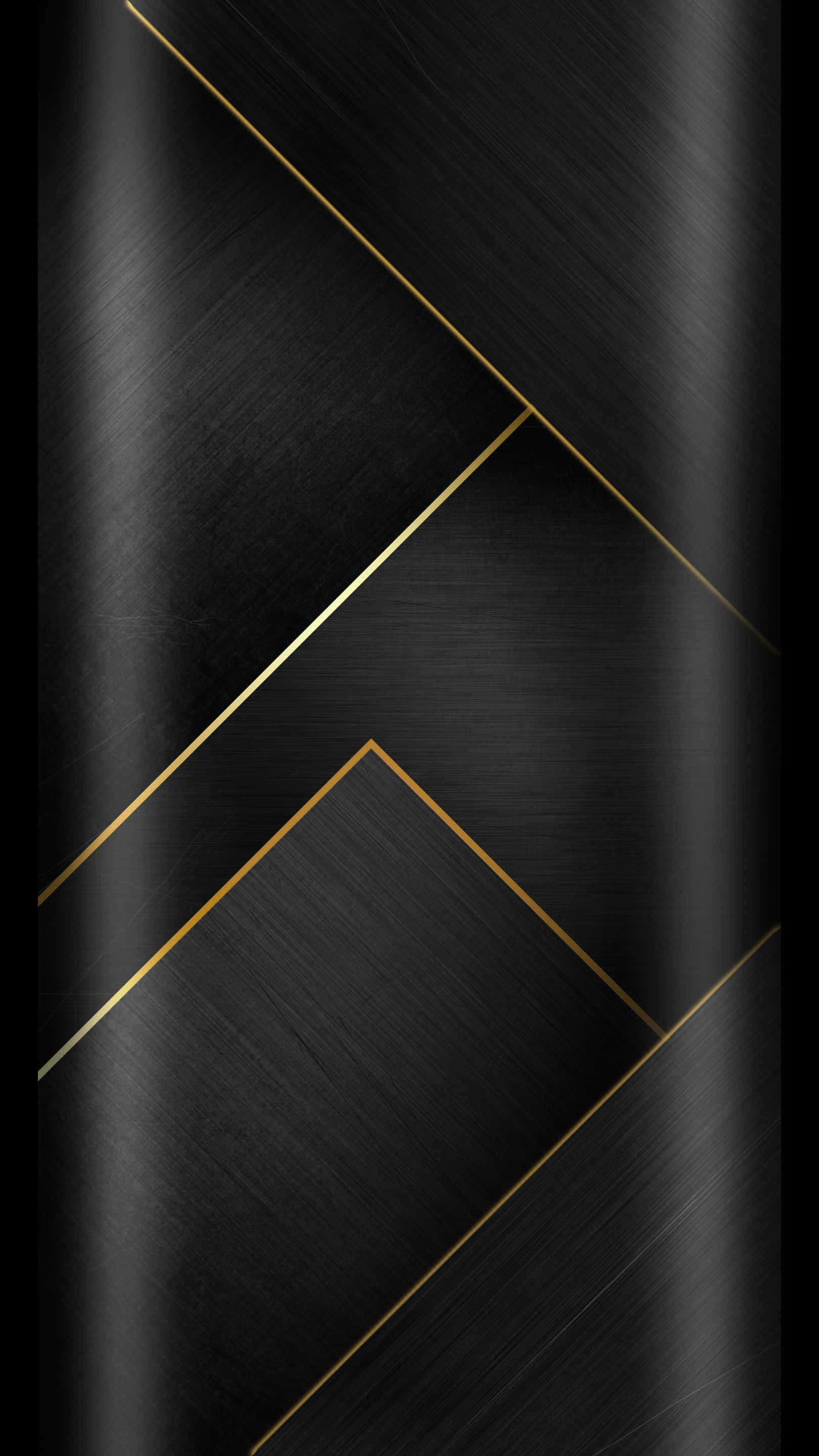 black brushed metal, gold geometric lines, angular patterns, 2K Phone Wallpaper