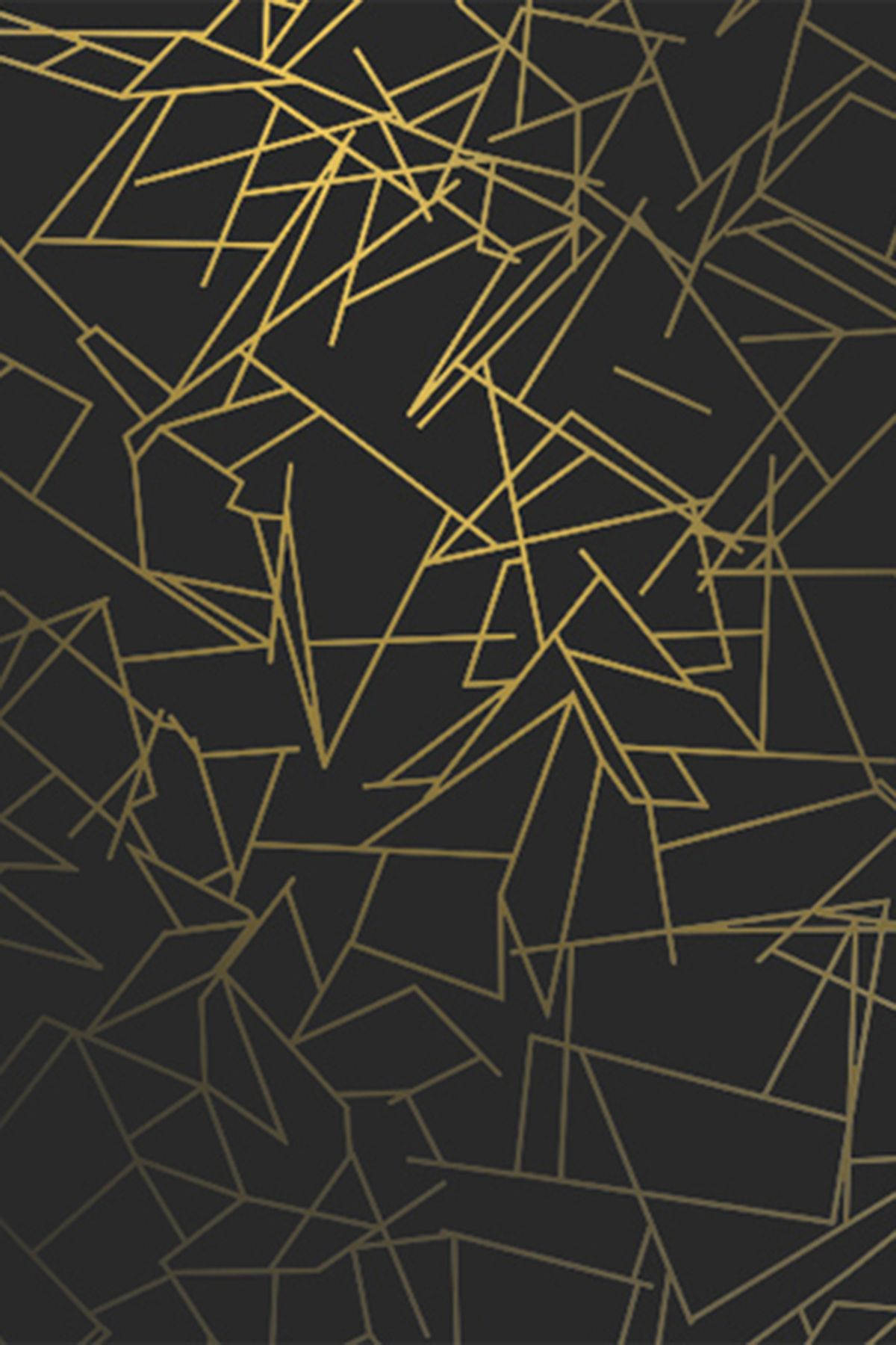 Black And Gold Fragments, golden geometric lines, deep black background, HD Phone Wallpaper