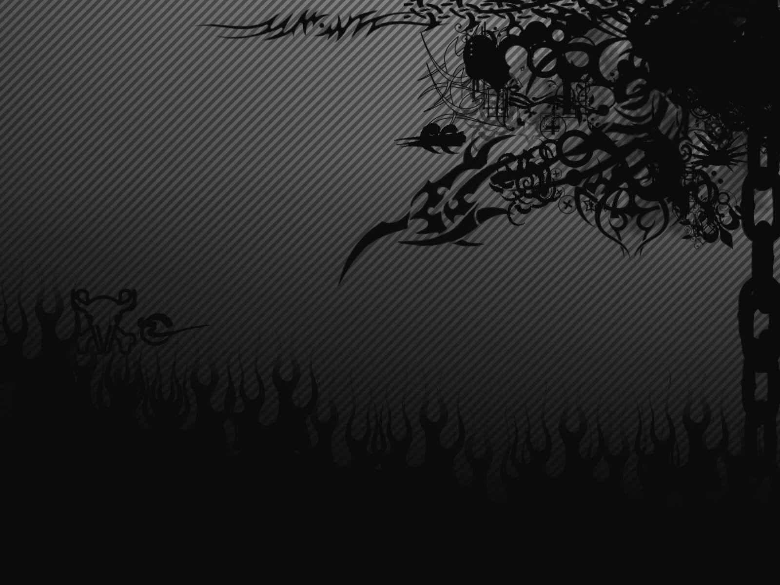 black and white image, skull, flames, HD Desktop Wallpaper