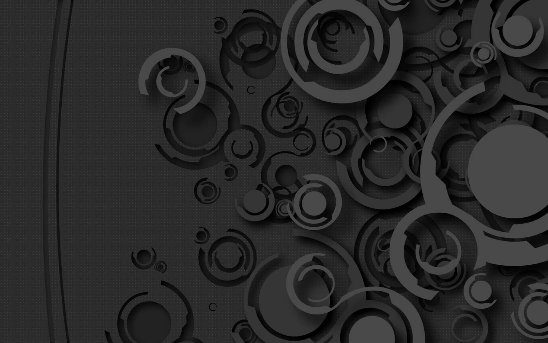 black and gray, abstract dark gray, layered circular shapes, Full HD Desktop Wallpaper