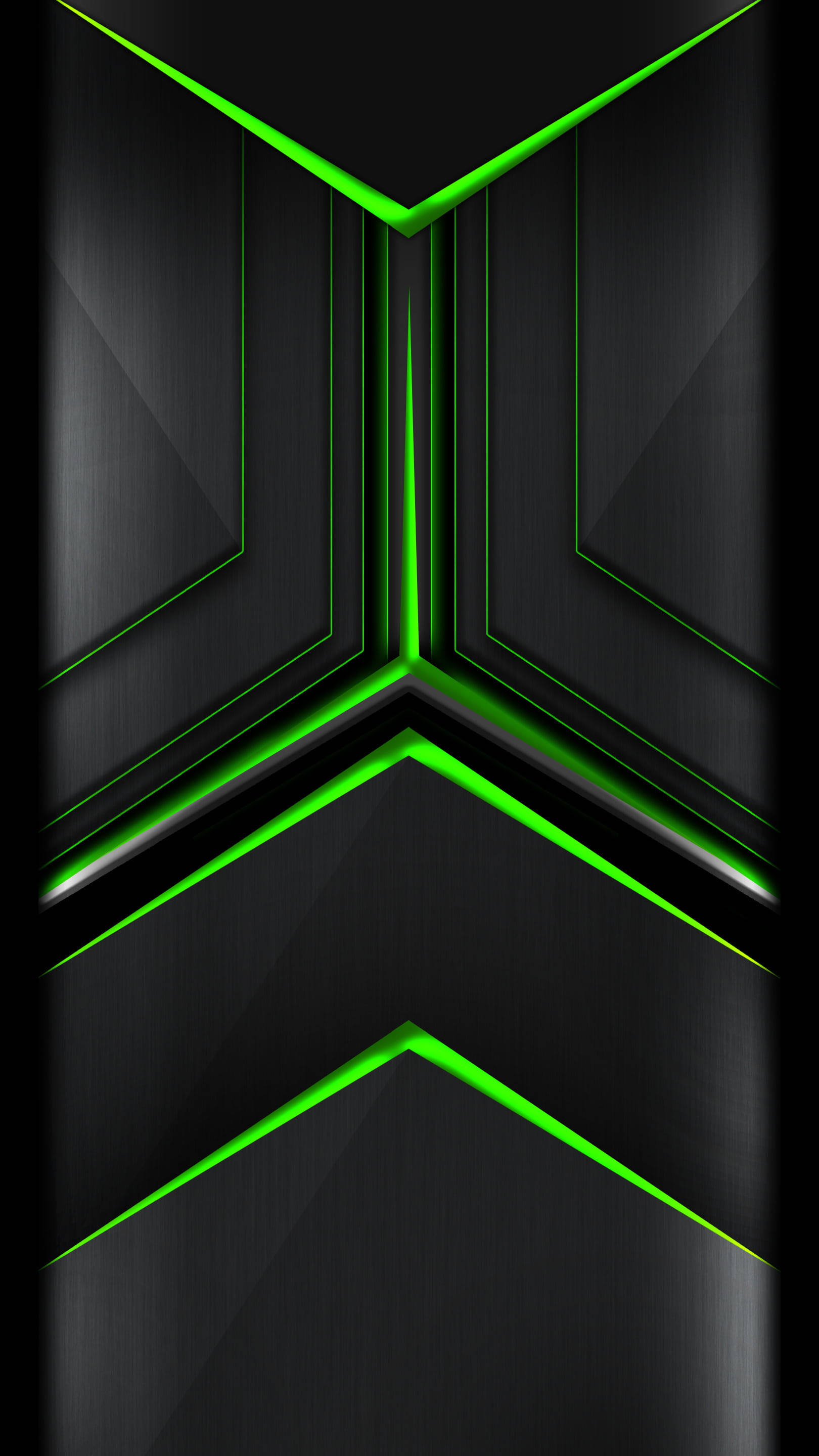 black and green, neon lines, geometric pattern, 2K Phone Wallpaper