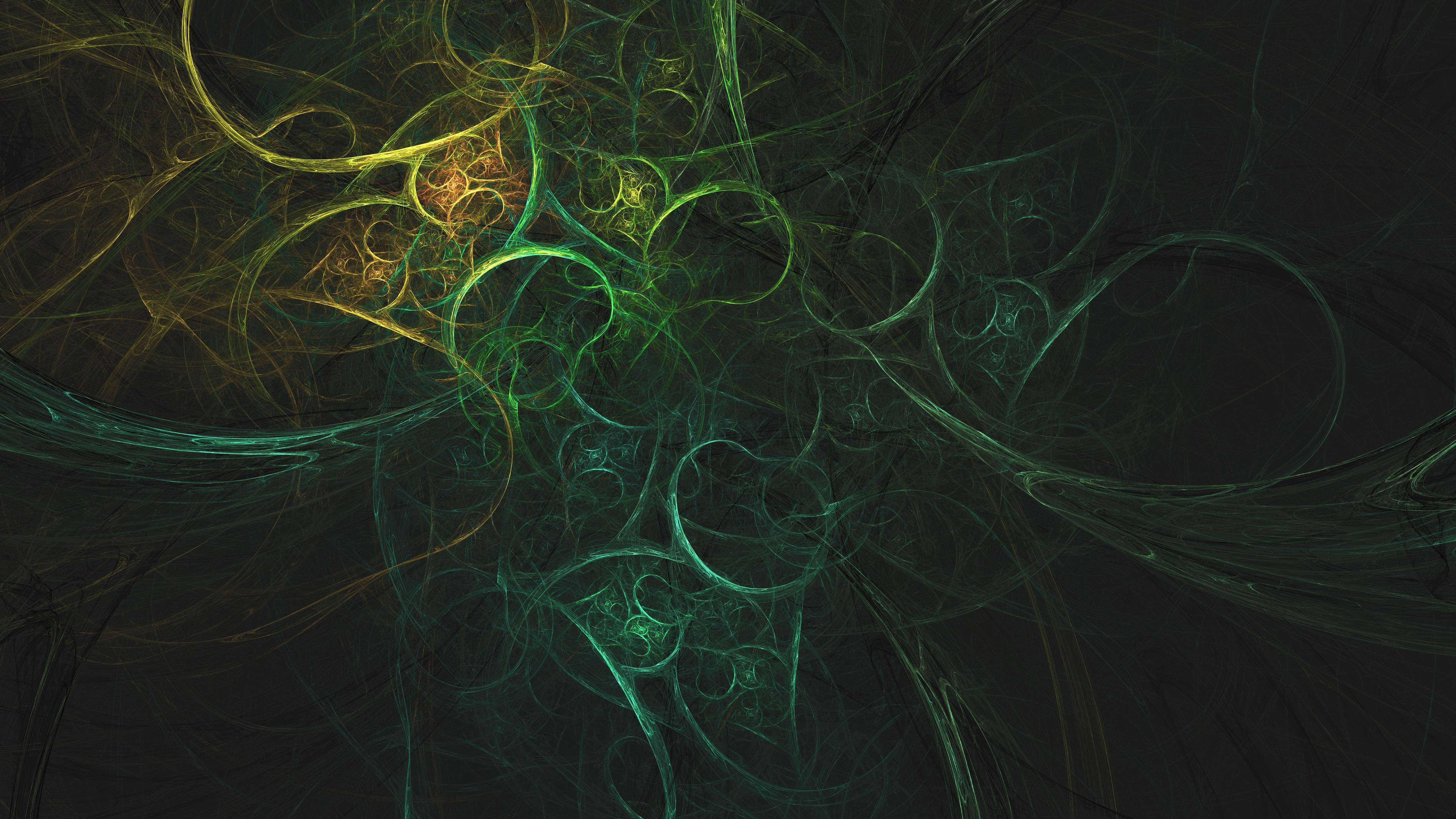 green, gold, dark background, 5K Desktop Wallpaper