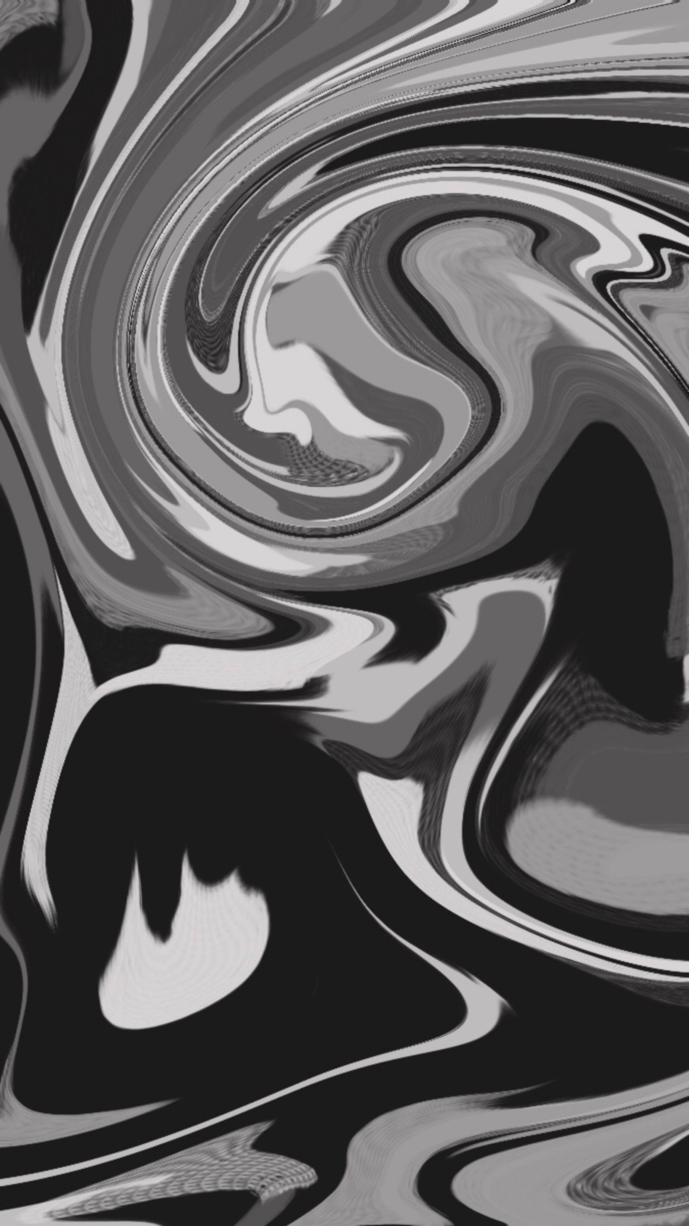 abstract swirl, black and white, glossy liquid-like textures, 4K Phone Wallpaper