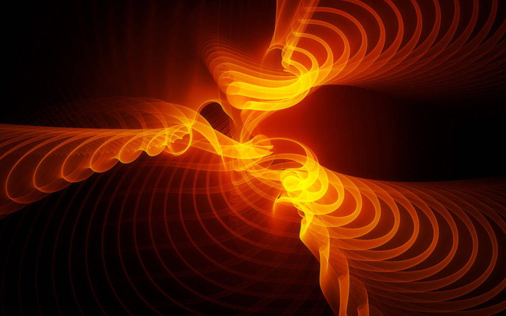 orange, yellow, glowing ribbons, SD Desktop Wallpaper