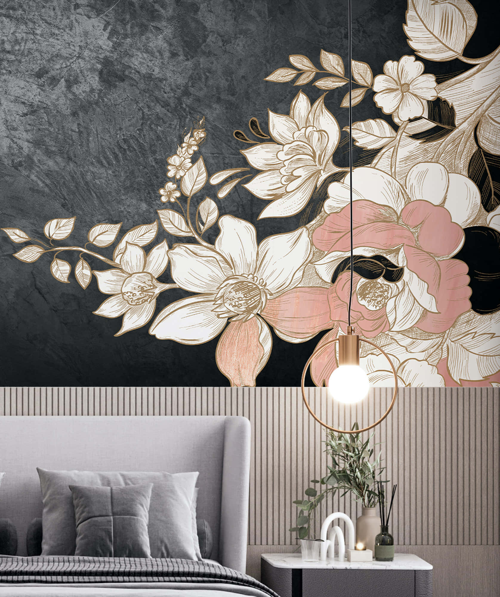 Black And Pink Flower, cream pink, gold, Full HD Phone Wallpaper