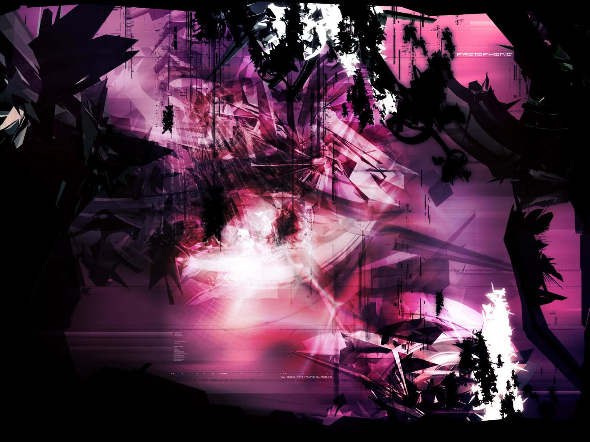 dark purple background, pink flower, glowing pink and purple fractured light burst, Full HD Desktop Wallpaper