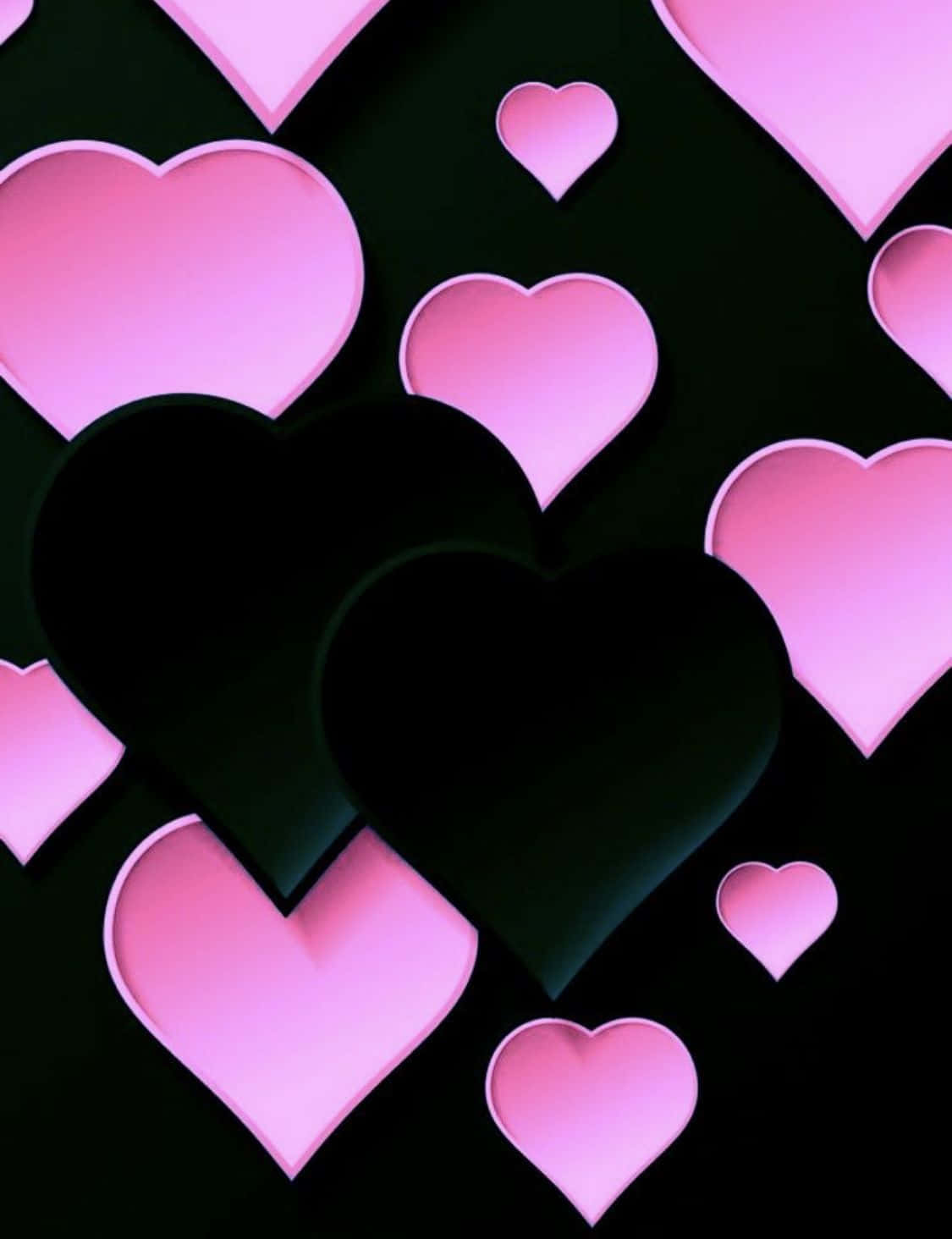 Black And Pink iPhone, pink hearts, black background, HD Phone Wallpaper