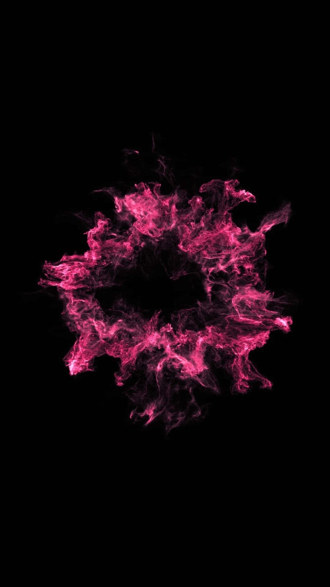 Black And Pink iPhone, vibrant pink smoke, glowing circular burst, Full HD Phone Wallpaper