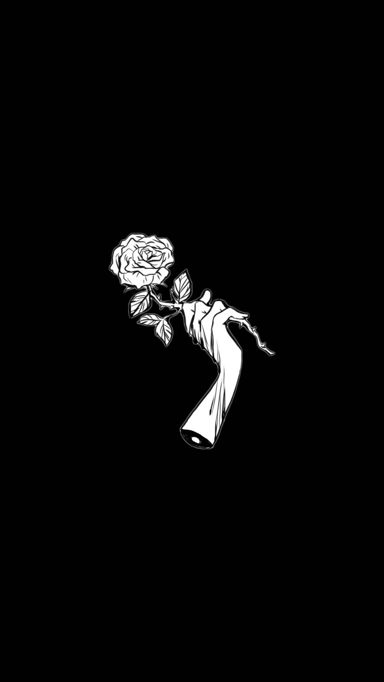 Black Aesthetic iPhone, hand, rose, Full HD Phone Wallpaper