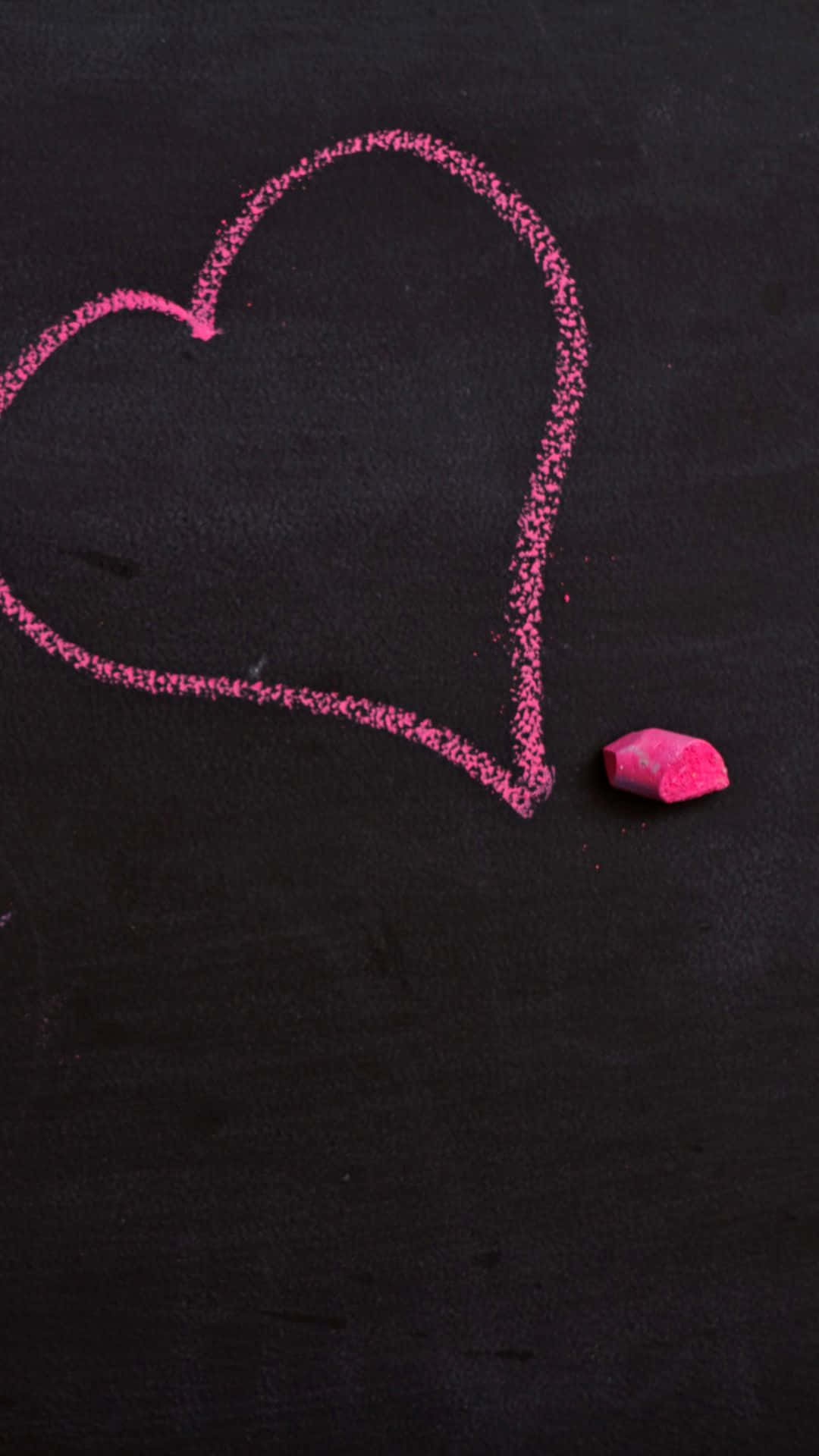 Black And Pink iPhone, pink chalk heart, textured blackboard, Full HD Phone Wallpaper