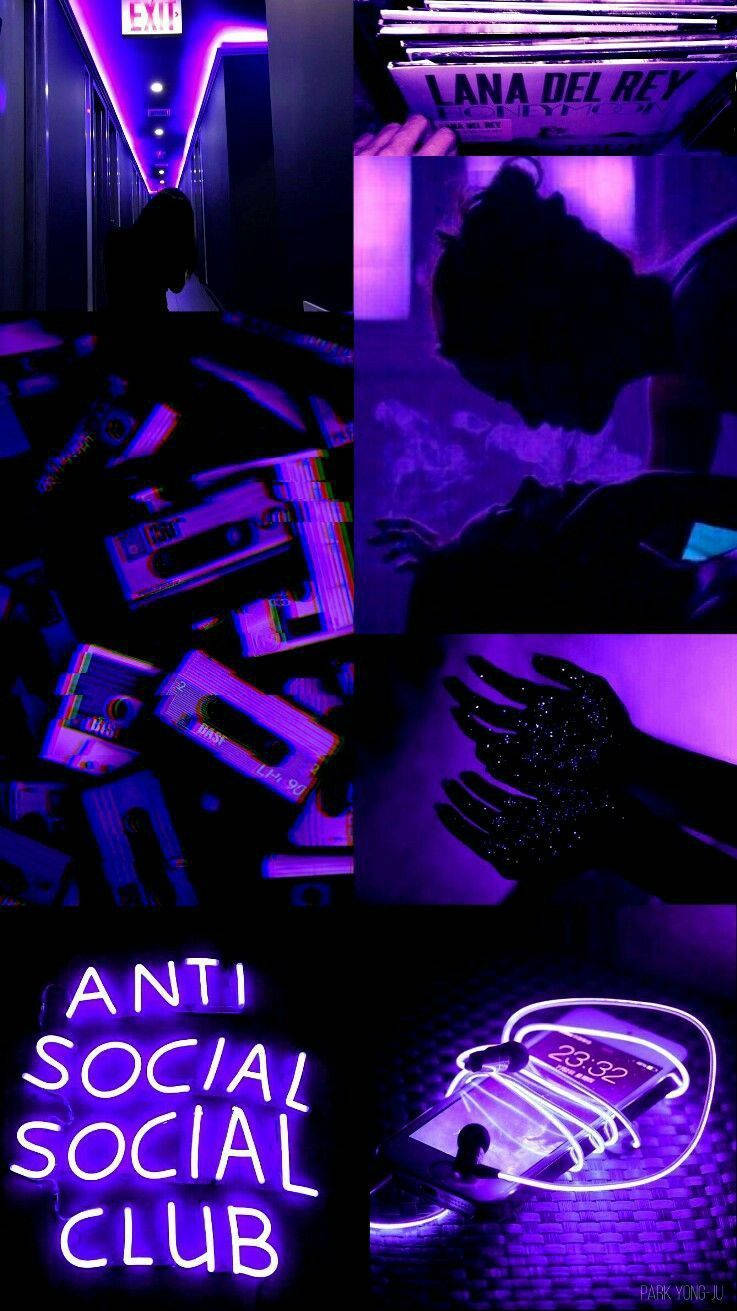 Black And Purple Aesthetic, neon collage, purple collage, HD Phone Wallpaper