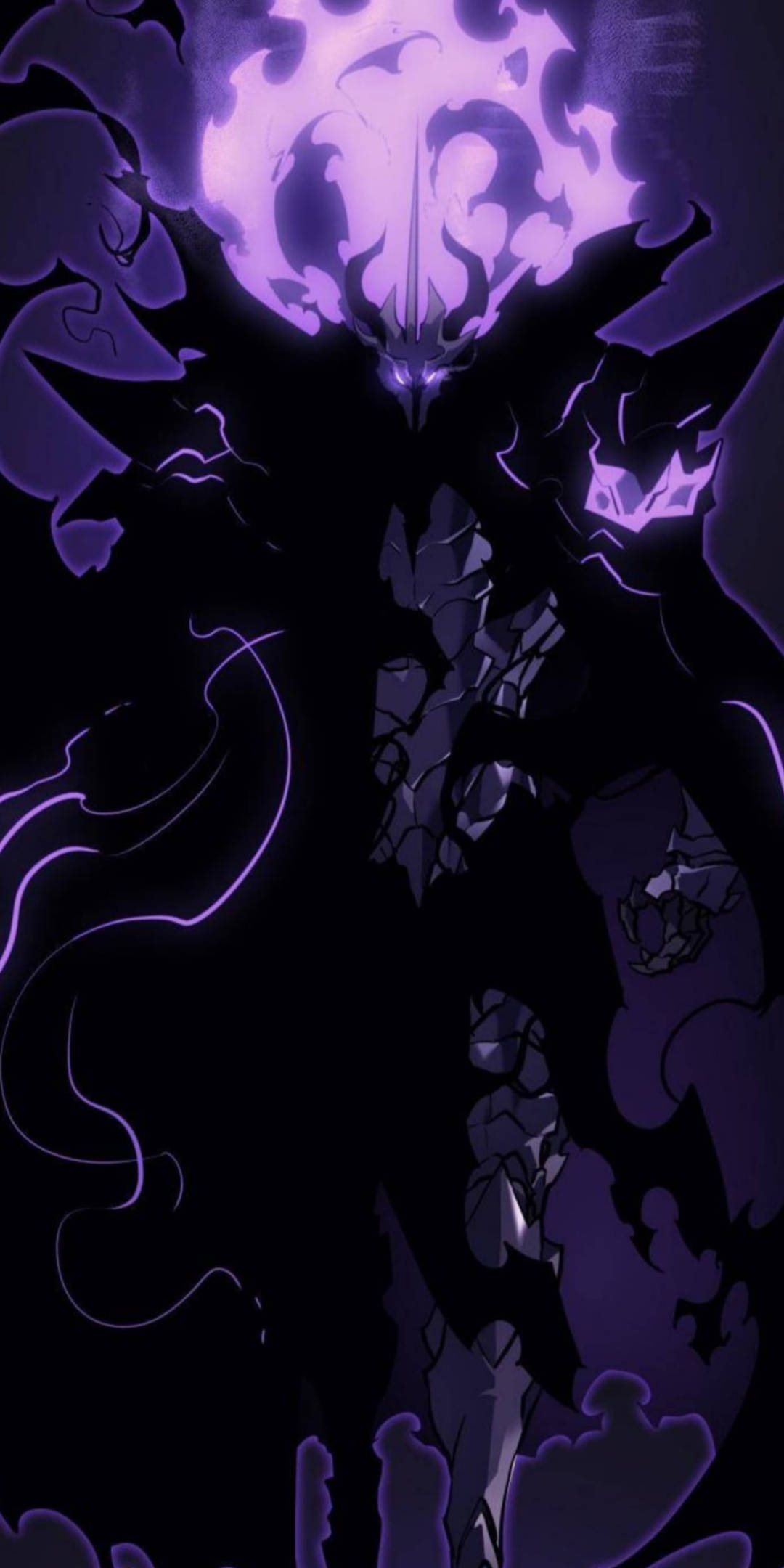 Black And Purple Aesthetic, glowing purple energy, jagged wings, Full HD Phone Wallpaper
