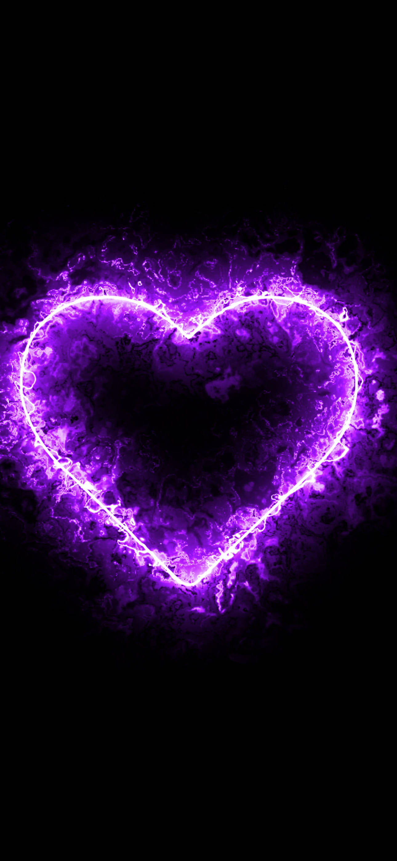 Black And Purple Aesthetic, textured heart, glowing purple electric heart, 2K Phone Wallpaper