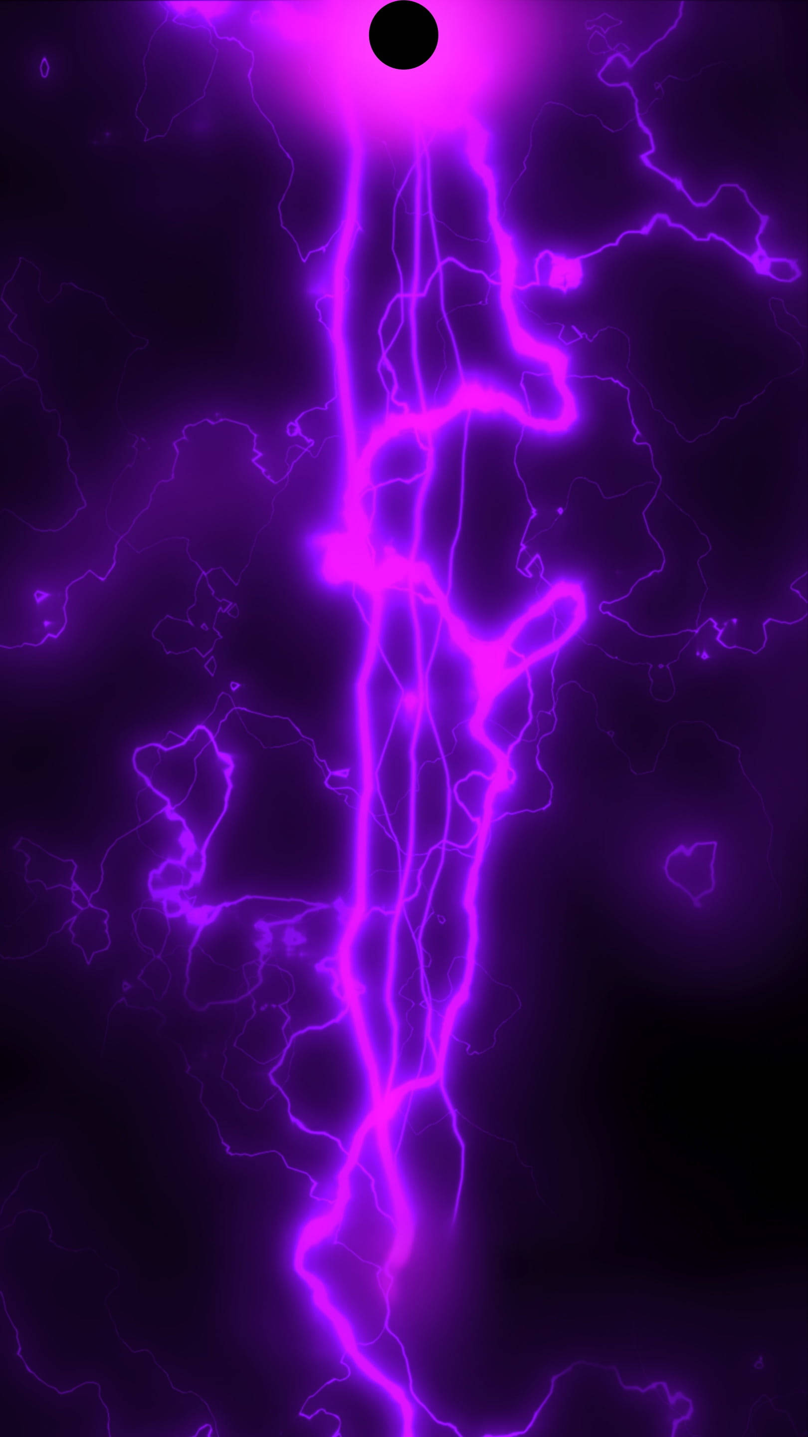 Black And Purple Aesthetic, vivid purple lightning bolts, dark void, 2K Phone Wallpaper