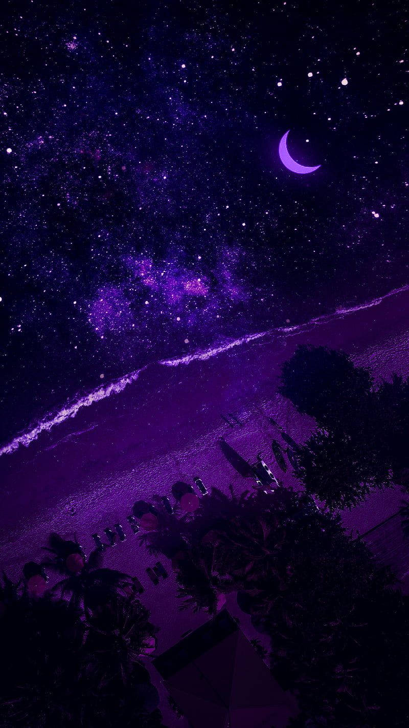 Black And Purple Aesthetic, bird's-eye view, purple-hued beach, HD Phone Wallpaper