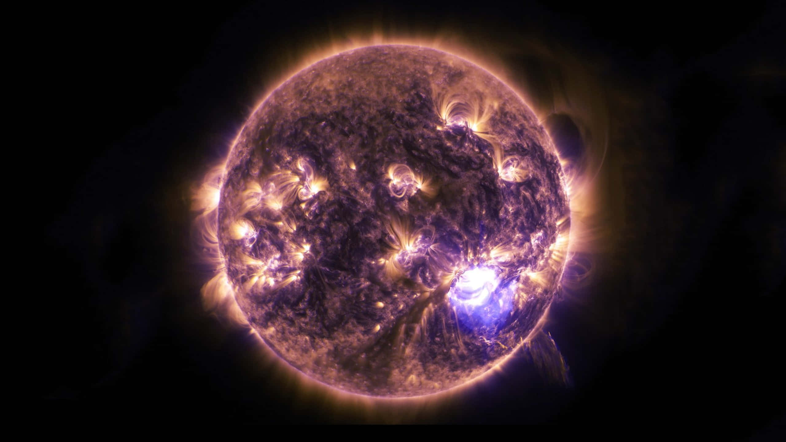 Black And Purple Galaxy, sun, solar flares, 2K Desktop Wallpaper