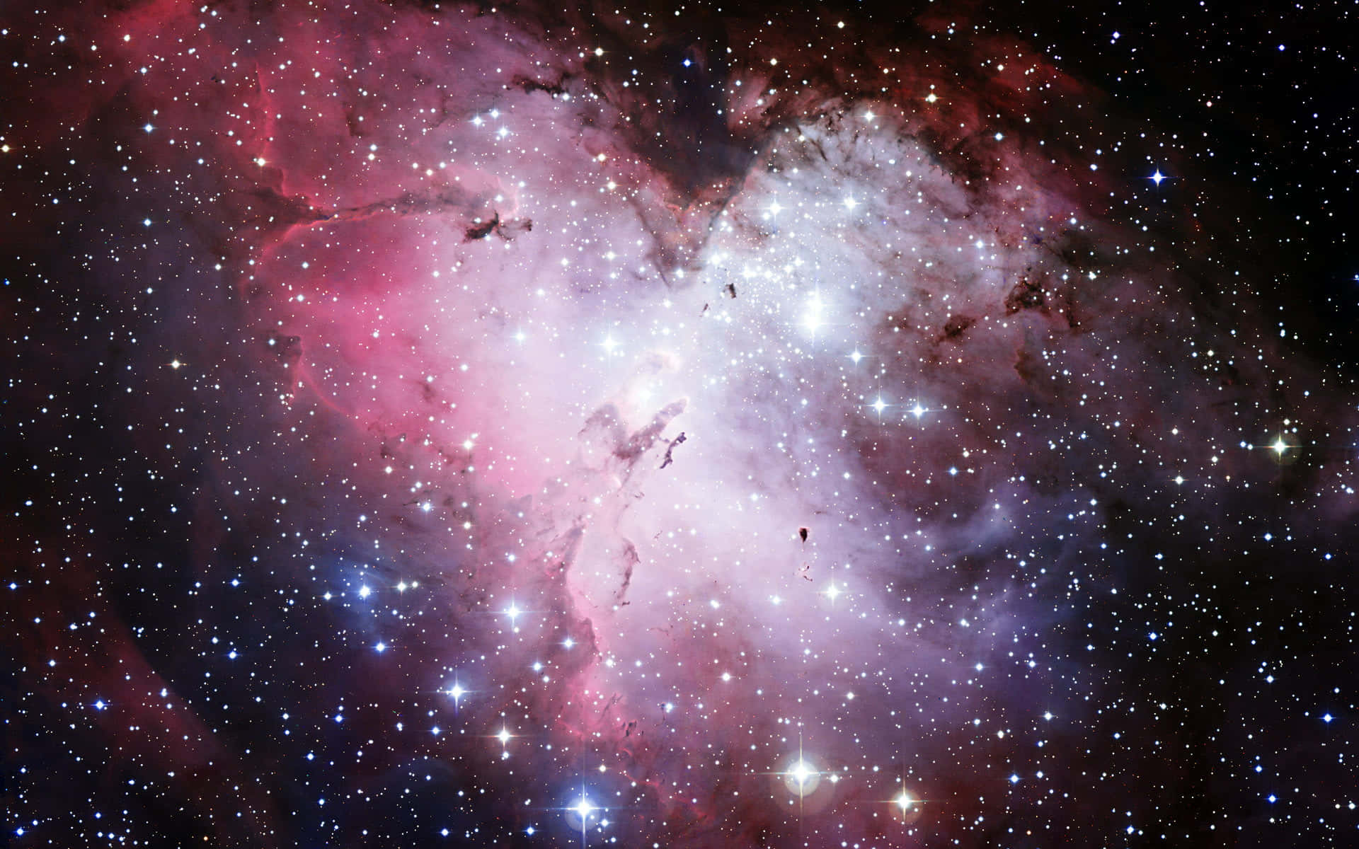 Black And Purple Galaxy, cosmic nebula, pink and white clouds, Full HD Desktop Wallpaper