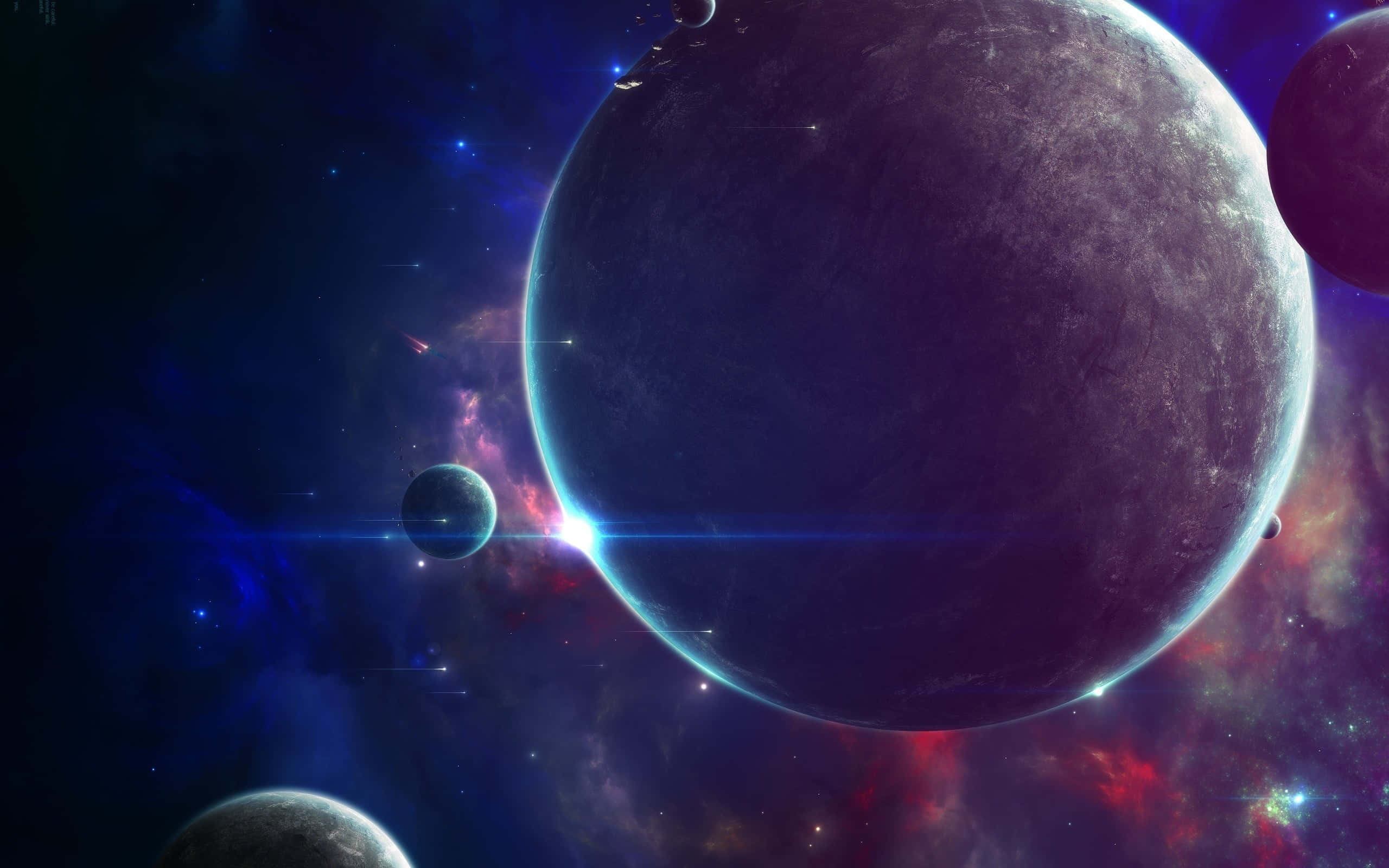 Black And Purple Galaxy, purple planet, glowing nebulae, 2K Desktop Wallpaper