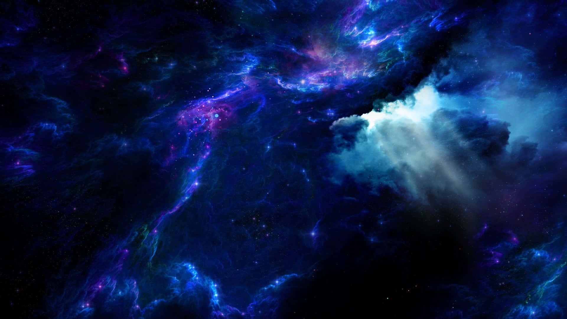 Black And Purple Galaxy, cosmic nebula, deep blues, Full HD Desktop Wallpaper