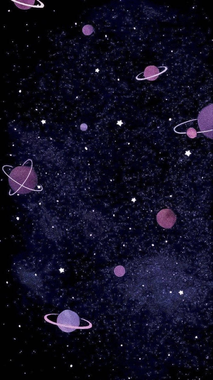 Black And Purple Aesthetic Galaxy, purple galaxy, glowing stars, SD Phone Wallpaper