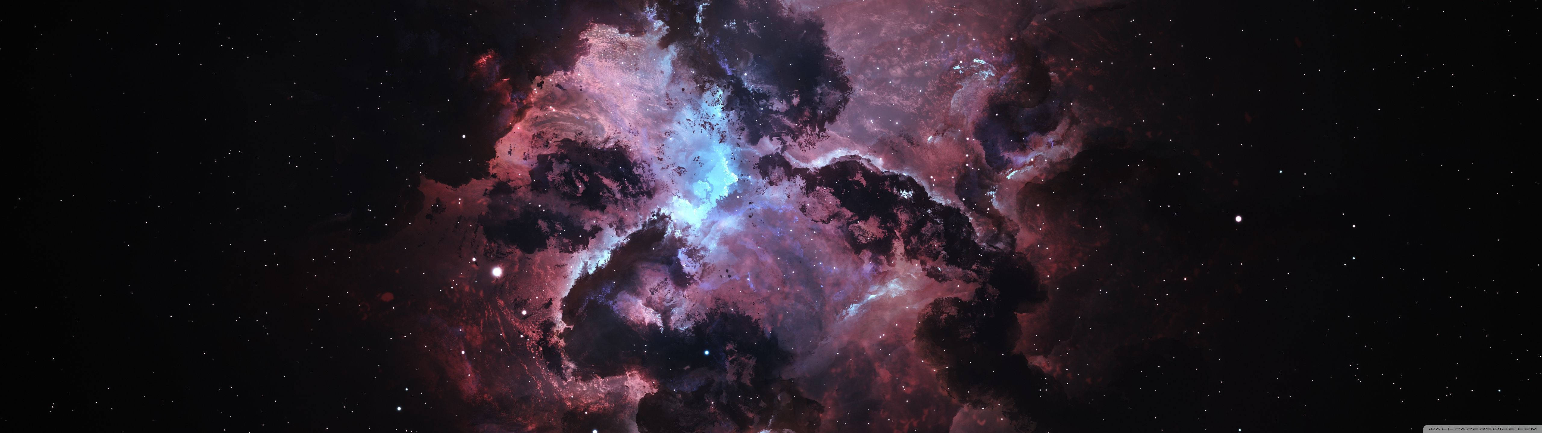 Purple Flared Galaxy, cosmic nebula, vibrant pink purple and blue gases, 5K Desktop Wallpaper