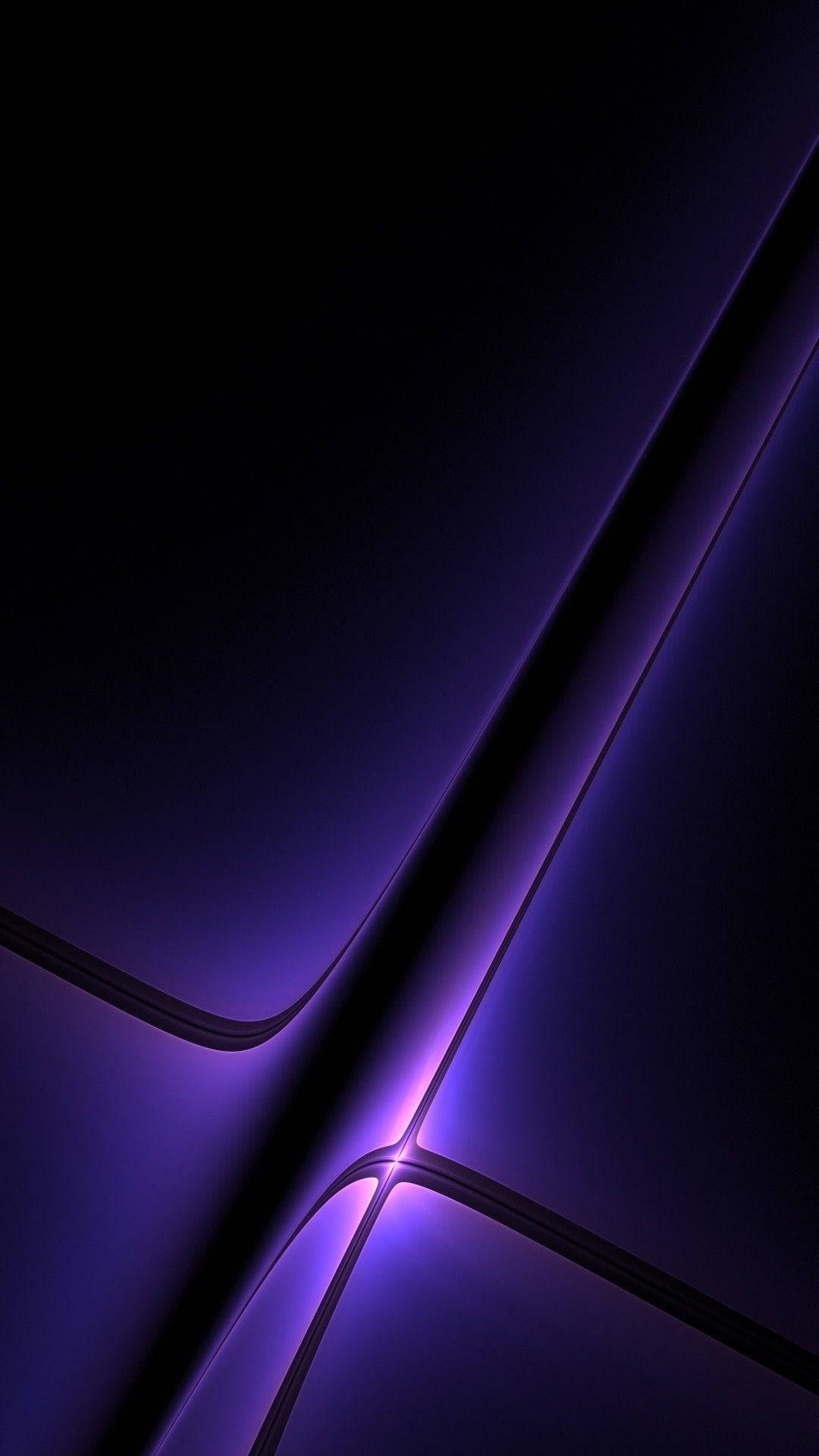3D Black And Purple Phone, vibrant purple glowing lines, dark background, Full HD Phone Wallpaper