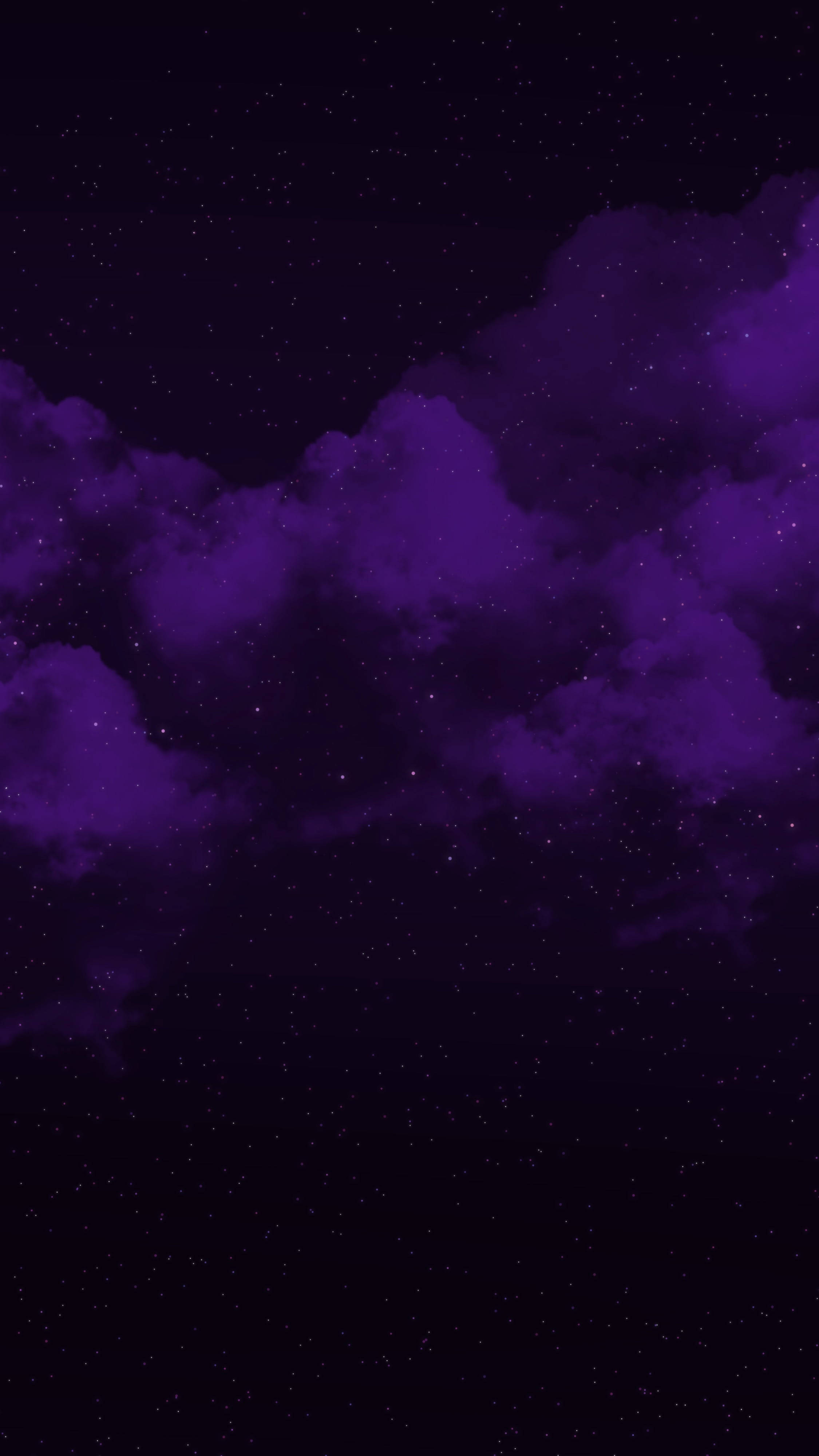 cloudy black and purple phone, vibrant purple clouds, starry night sky, 4K Phone Wallpaper