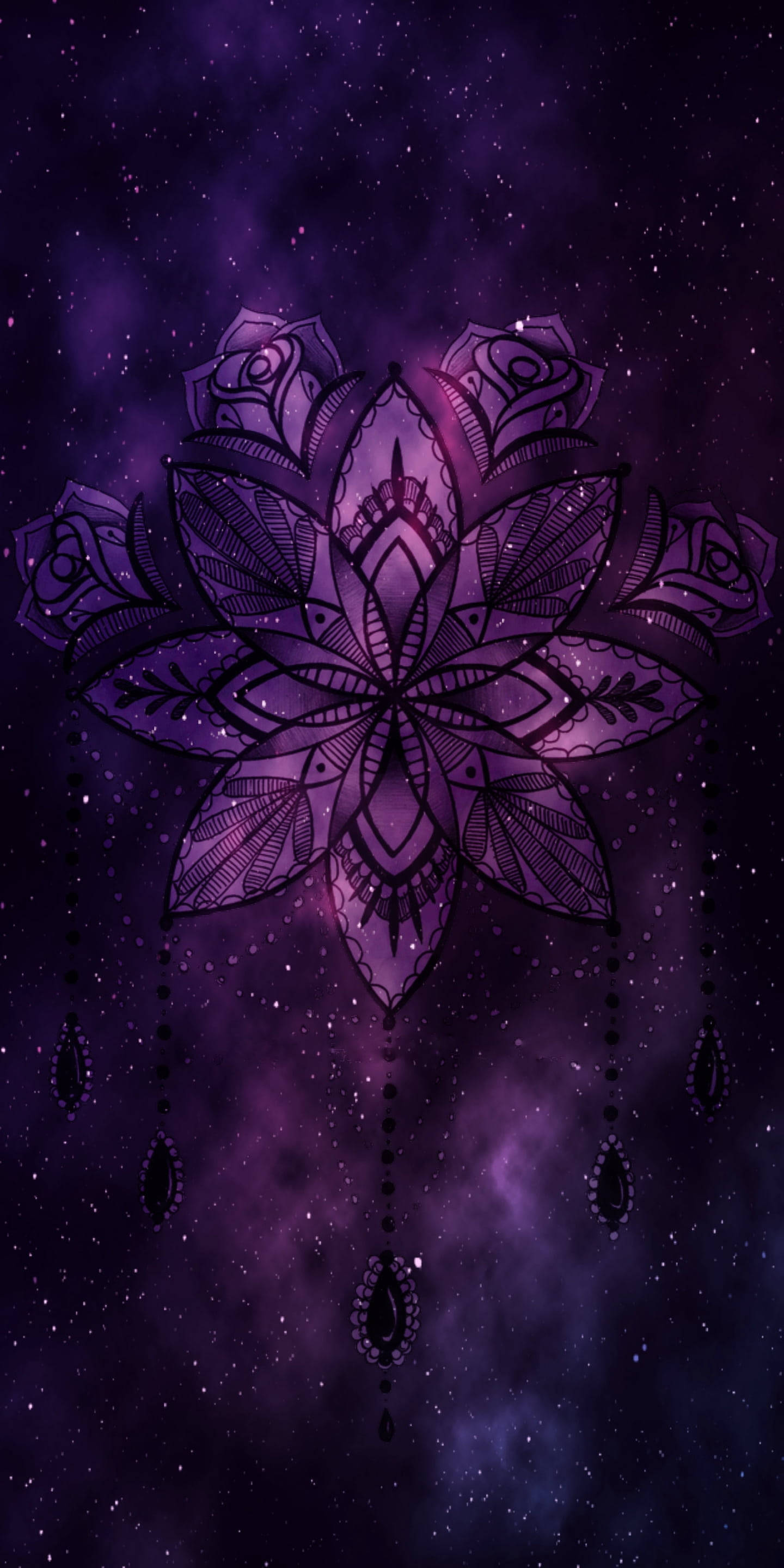Mandala, purple mandala, rose motifs, 2K Phone Wallpaper