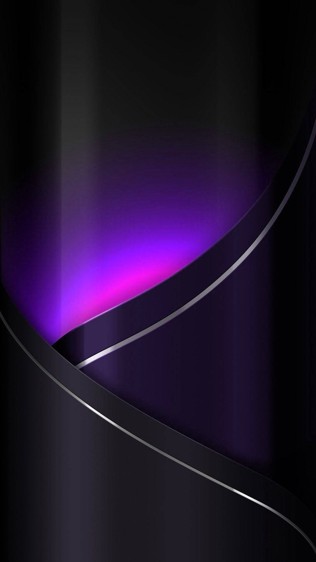 elegant black and purple phone, glowing purple light, curved metallic bands, Full HD Phone Wallpaper