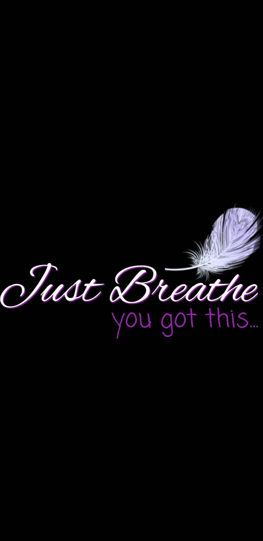 Black And Purple Phone Quote, glowing purple feather, motivational text, Full HD Phone Wallpaper