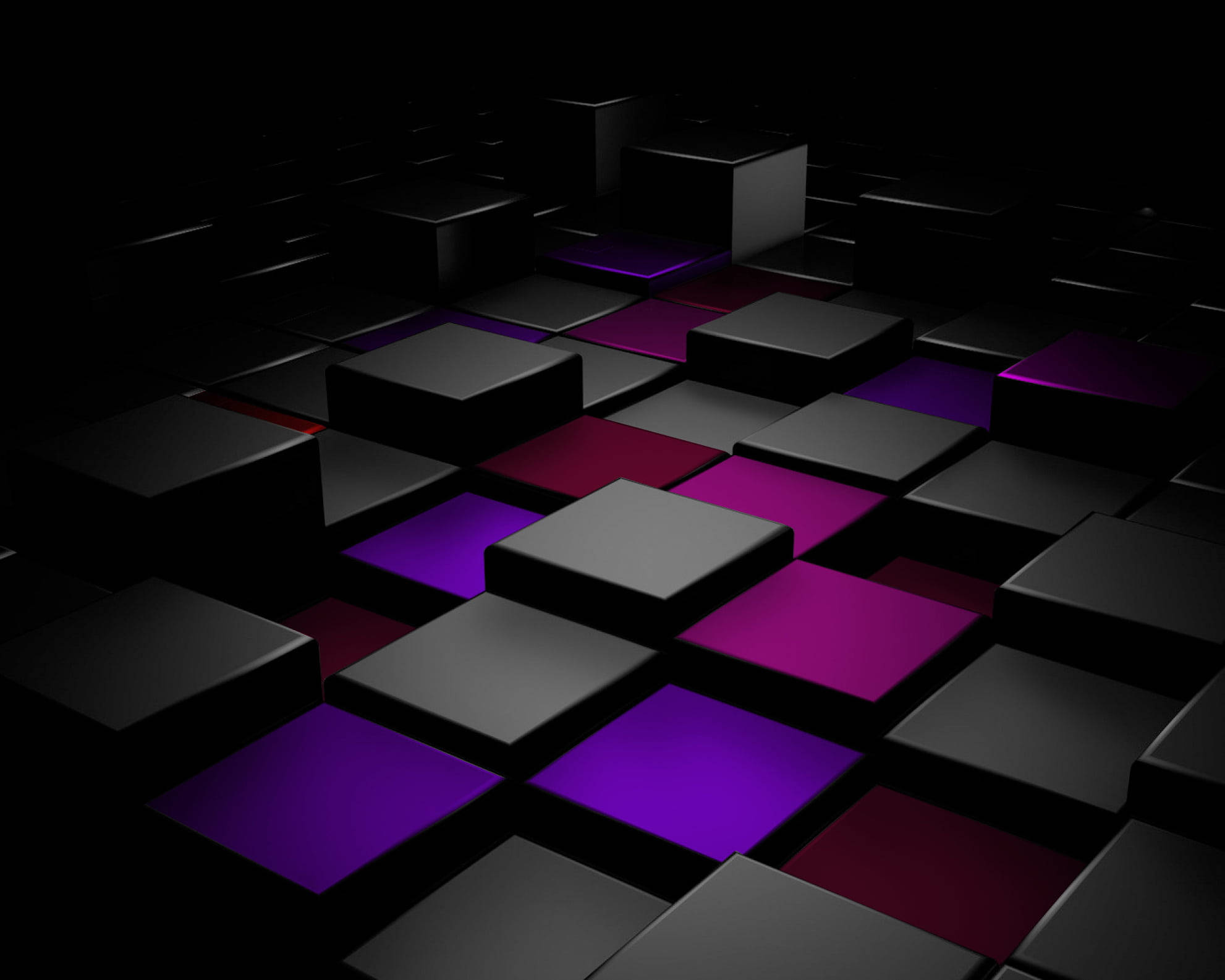 black cubes, glowing purple panels, glowing red panels, Full HD Desktop Wallpaper
